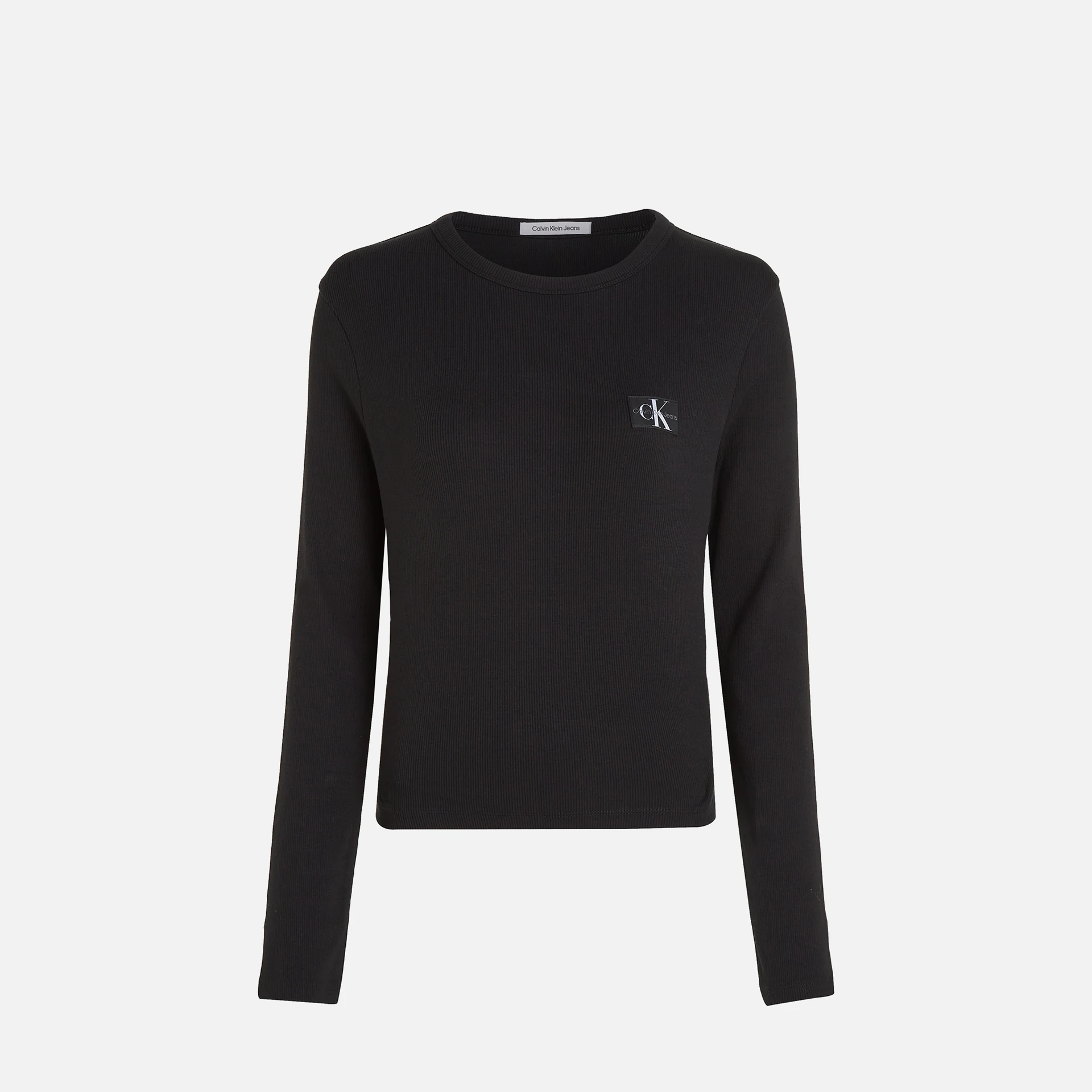 Calvin Klein Jeans Label Woven Rib Long Sleeve Black