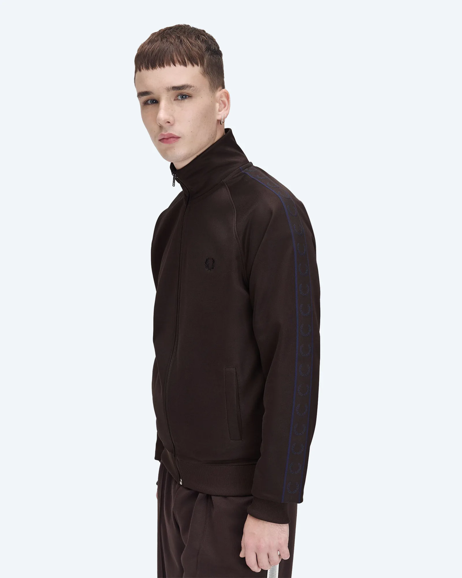Contrast Tape Track Jacket Rich Brown