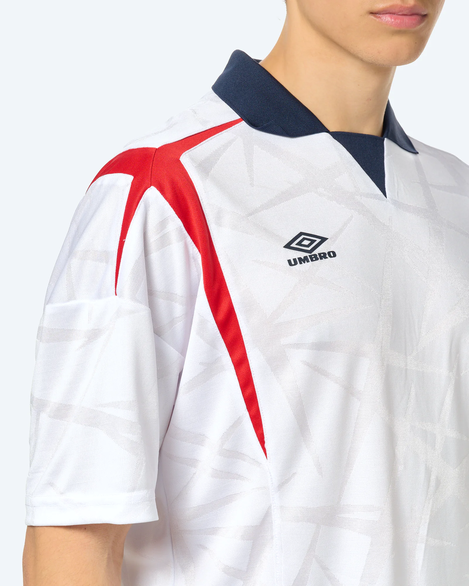 Umbro Boxy Football Shirt Brilliant White/Baritone Blue/Goji Berry