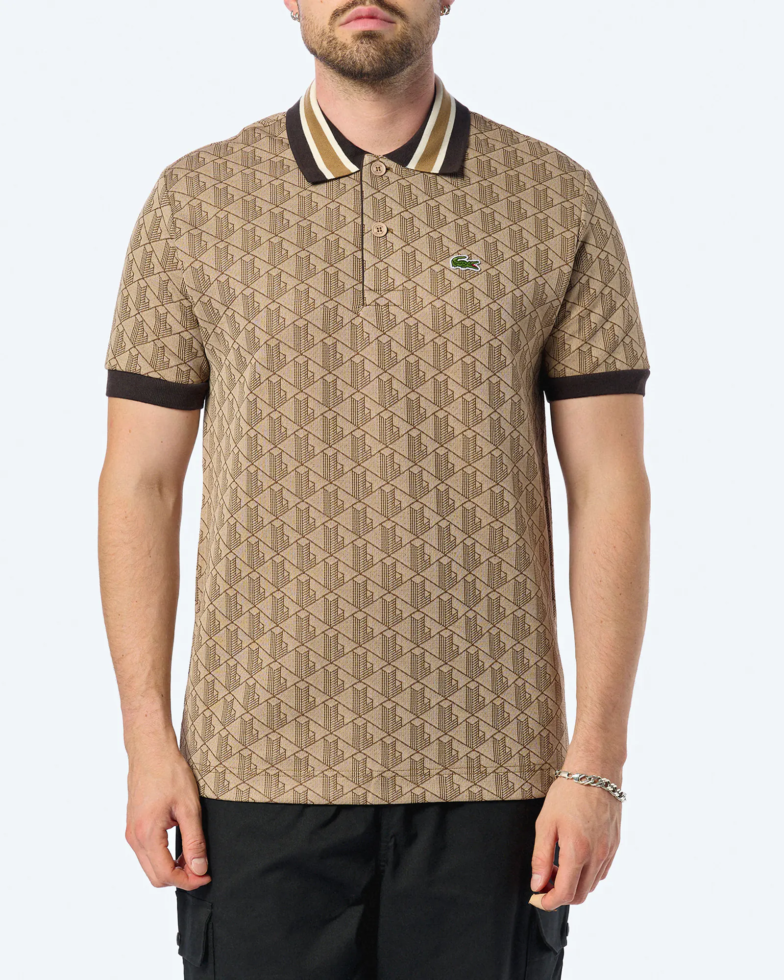 Lacoste Classic Fit Monogram Poloshirt Croissant/Cookie/Port Lacoste Classic Fit Monogram Poloshirt Croissant/Cookie/Port