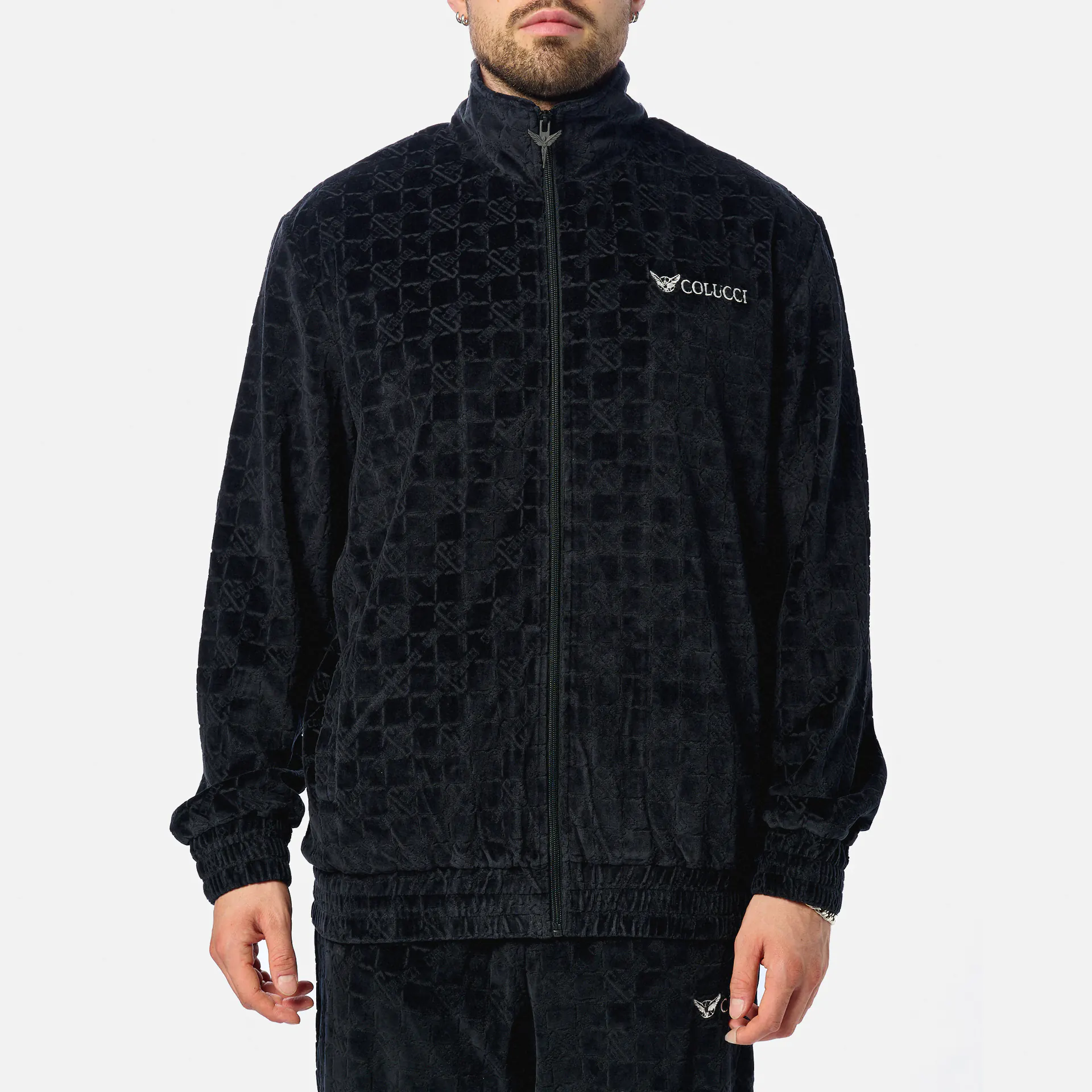 Colucci Monogramm Velours Track Jacket Black