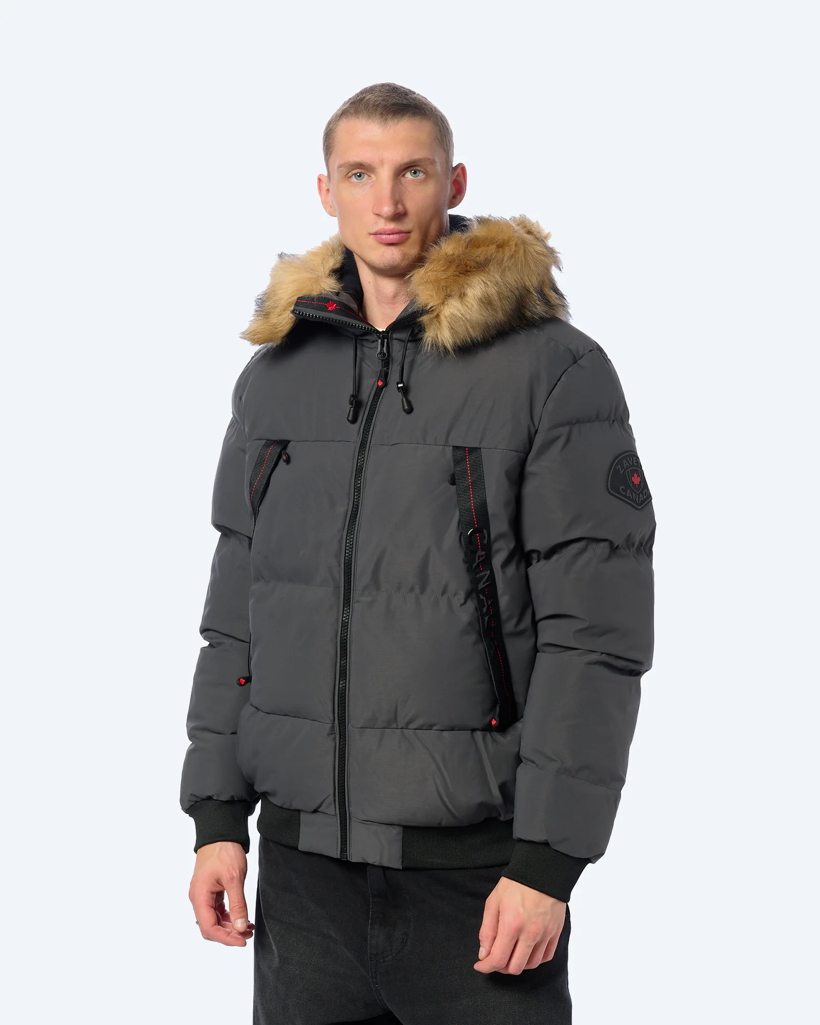 Zavetti Canada Navax Hooded Bomber Jacket Asphalt