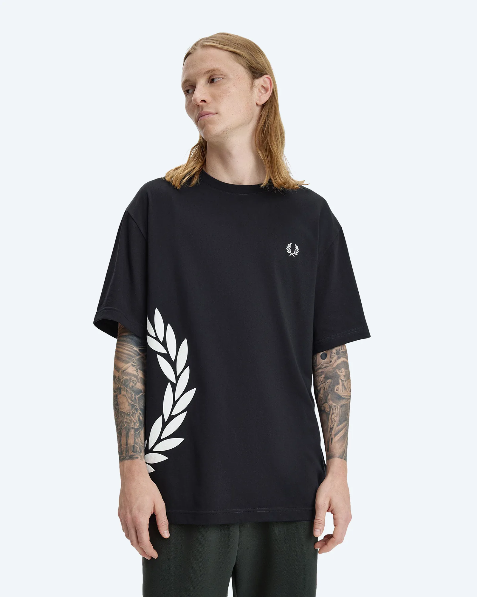 Fred Perry Textured Laurel Wreath T-Shirt Black