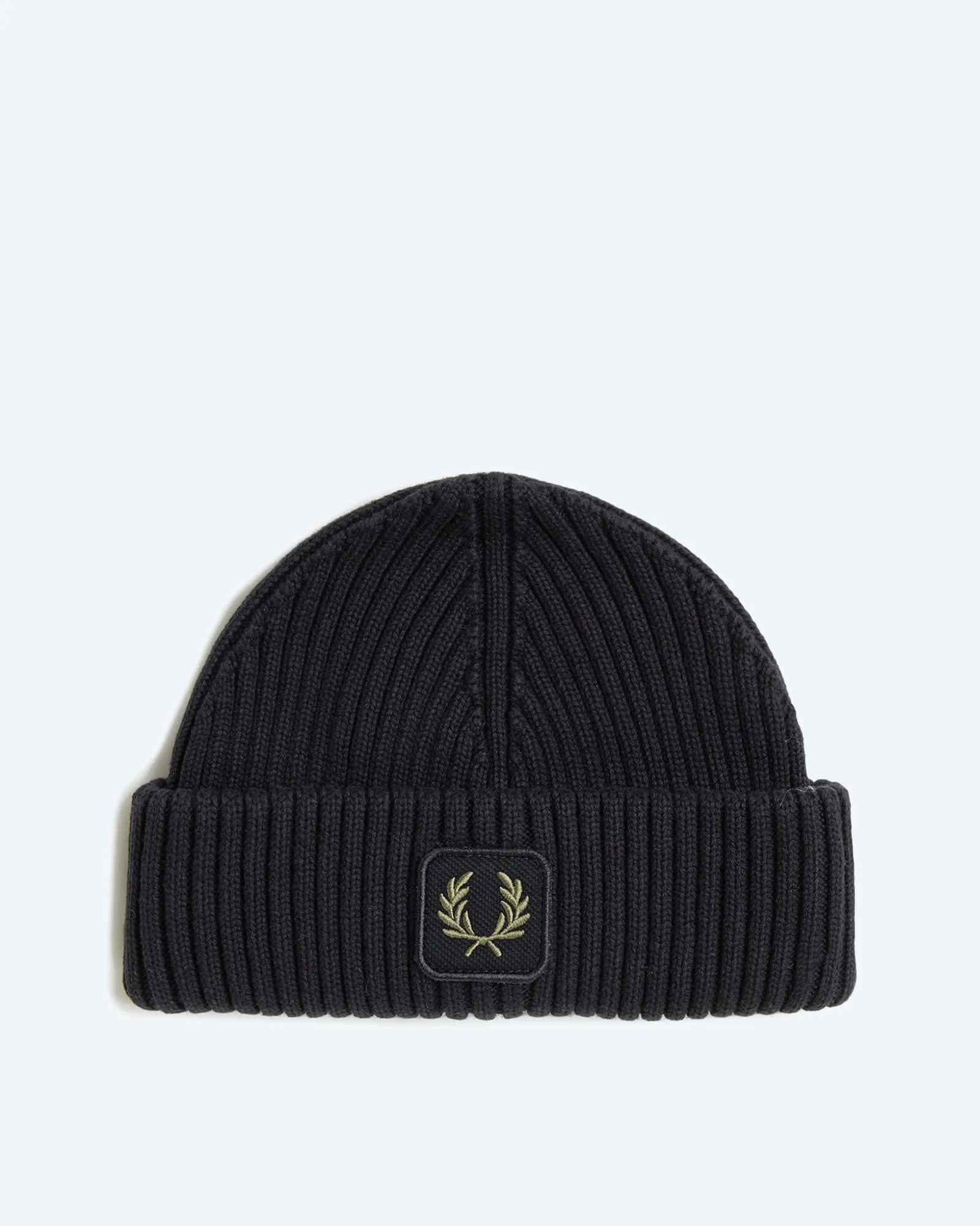 Fred Perry Cotton Ribbed Beanie Black