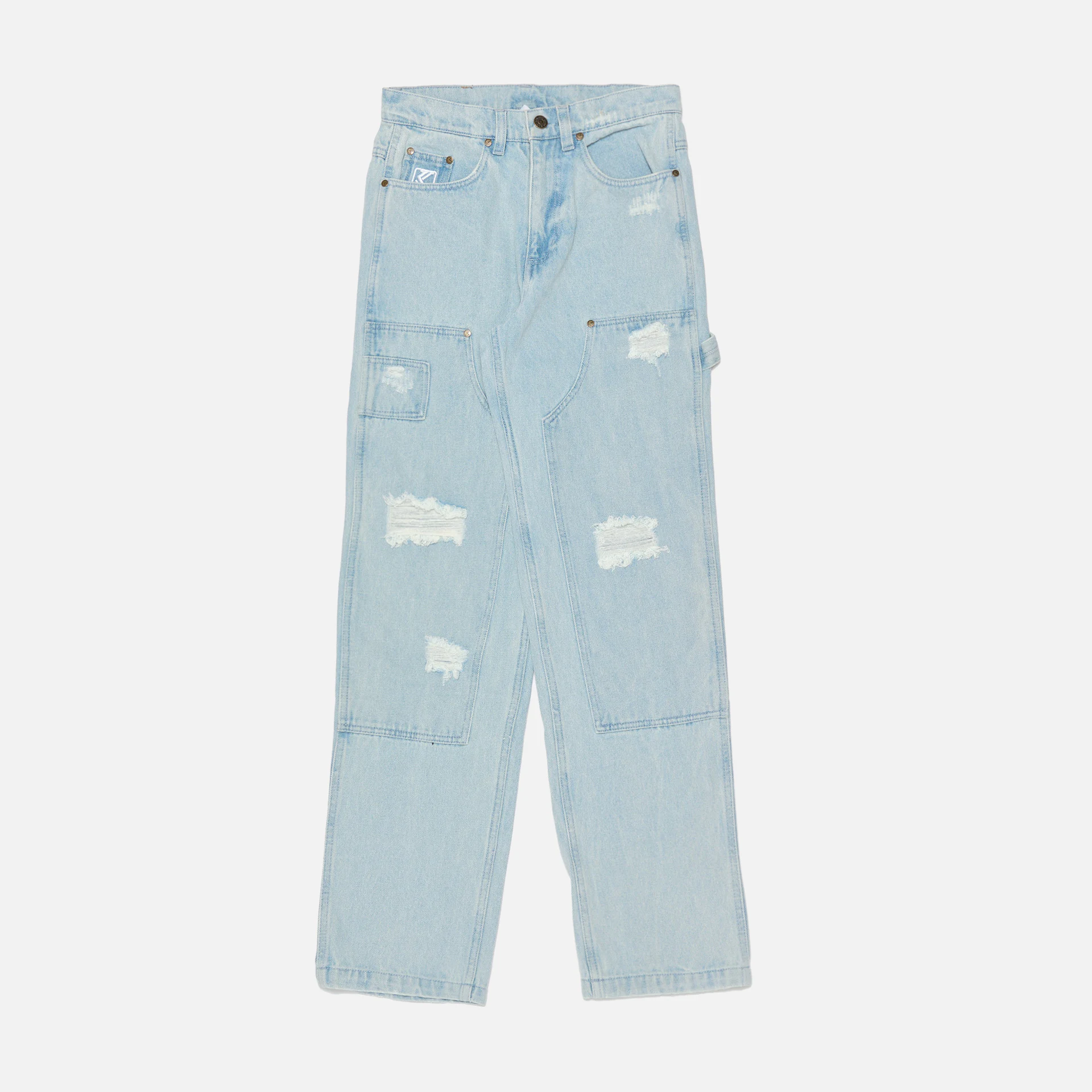 Karl Kani OG Heavy Distressed Carpenter Jeans Bleached Blue