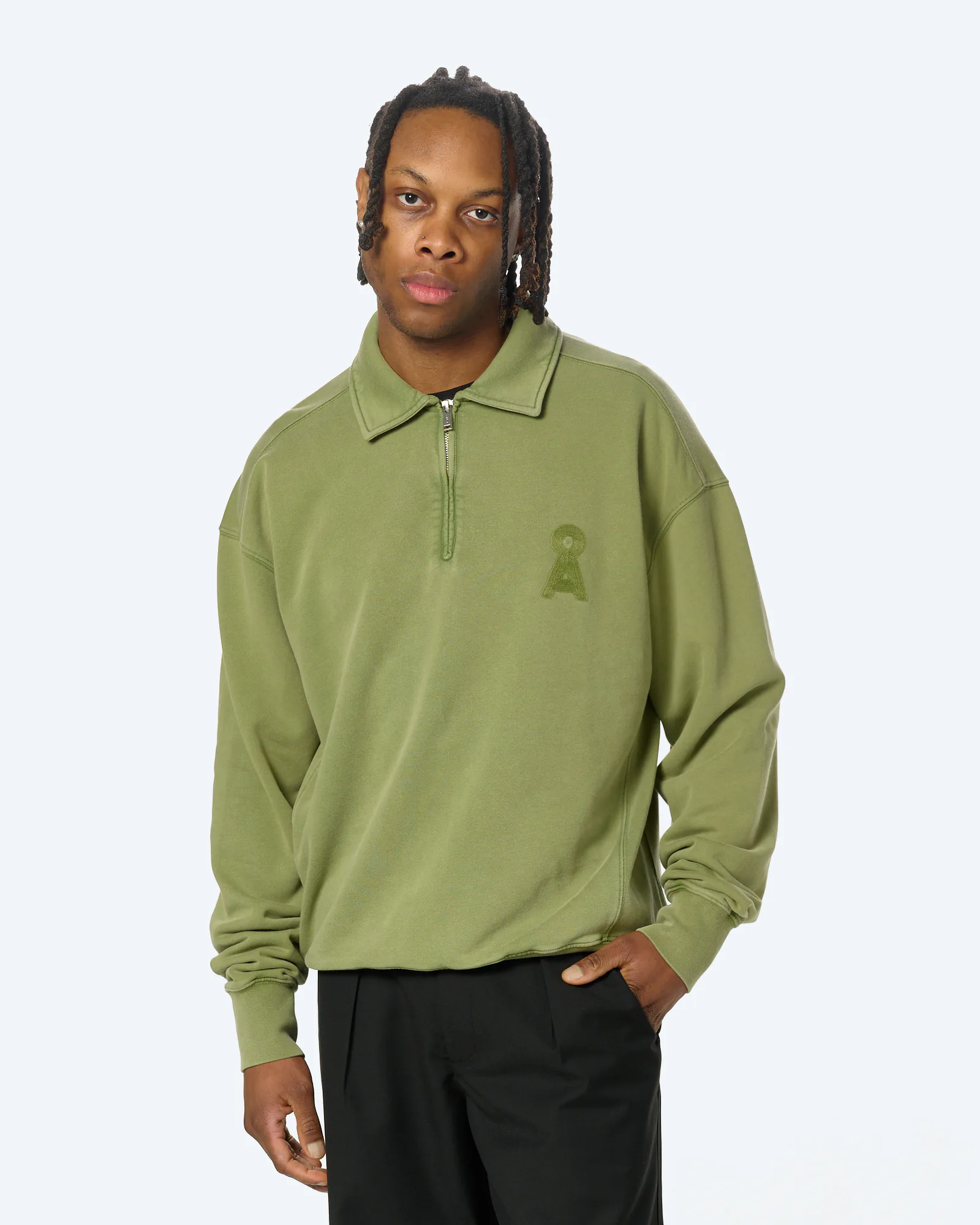 ARMEDANGELS ICONIC Å GMT DYE ZIP TROYER Fatigue Green Washed