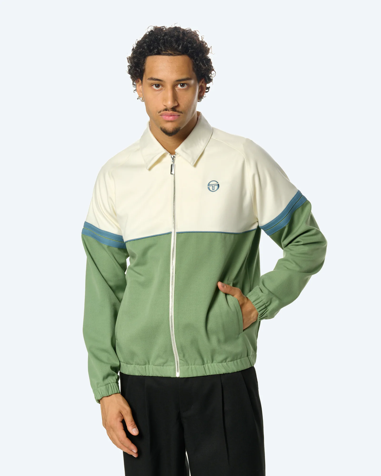 Orion Tencel Track Jacket Iceberg Green/Gardenia