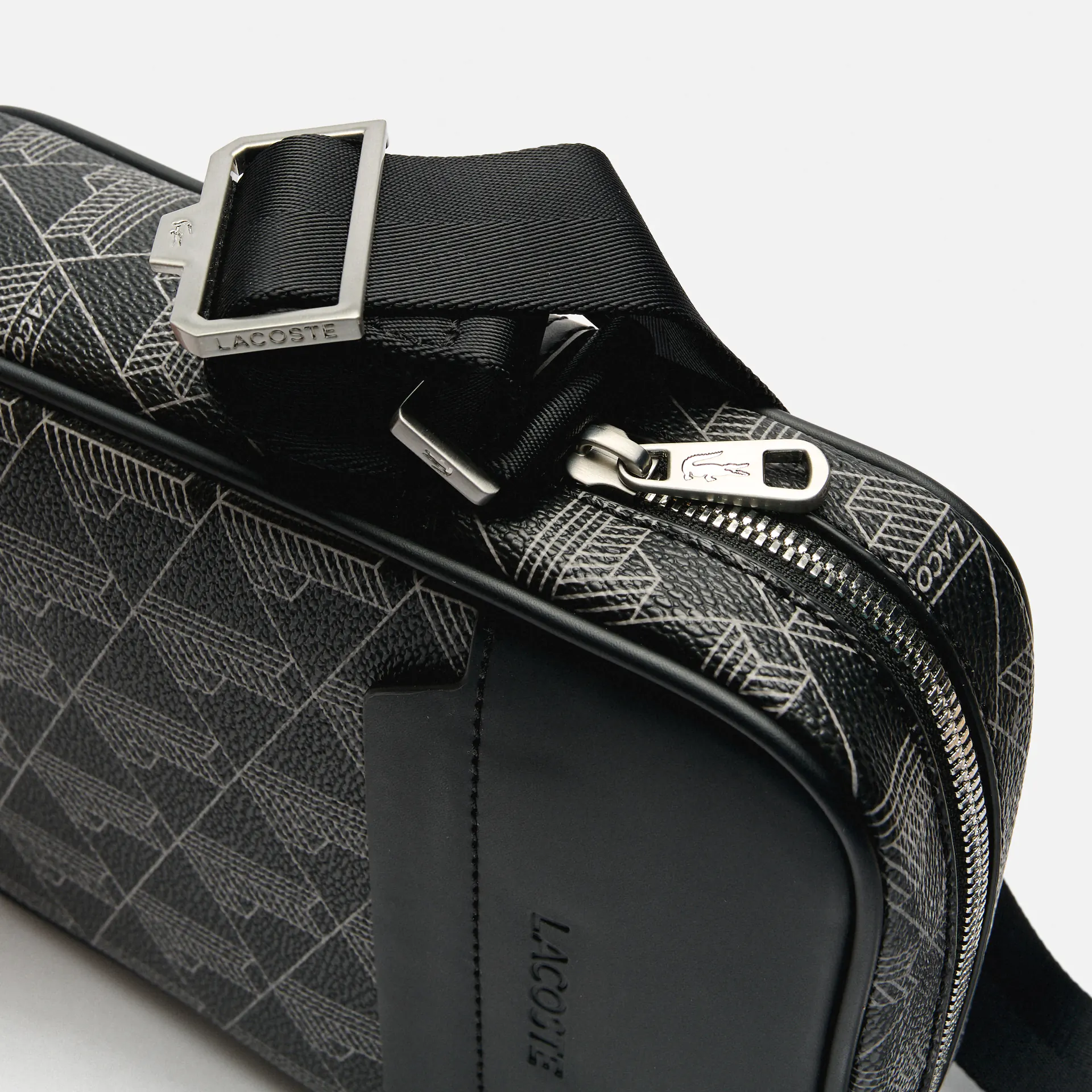 Lacoste The Blend Vertical Monogram Crossover Bag Black