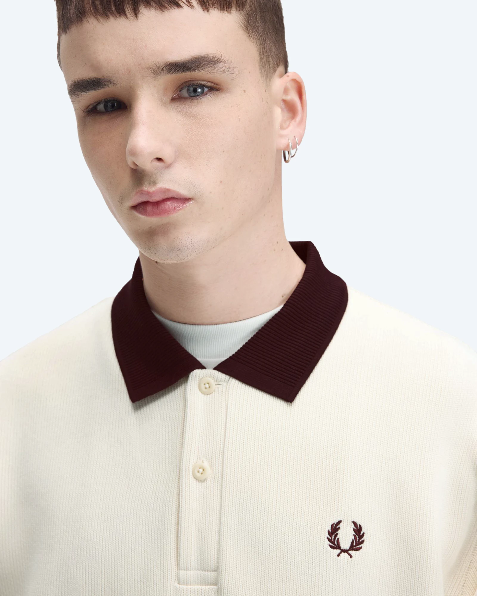 Tippedsleeve Collared Sweatshirt Ecru