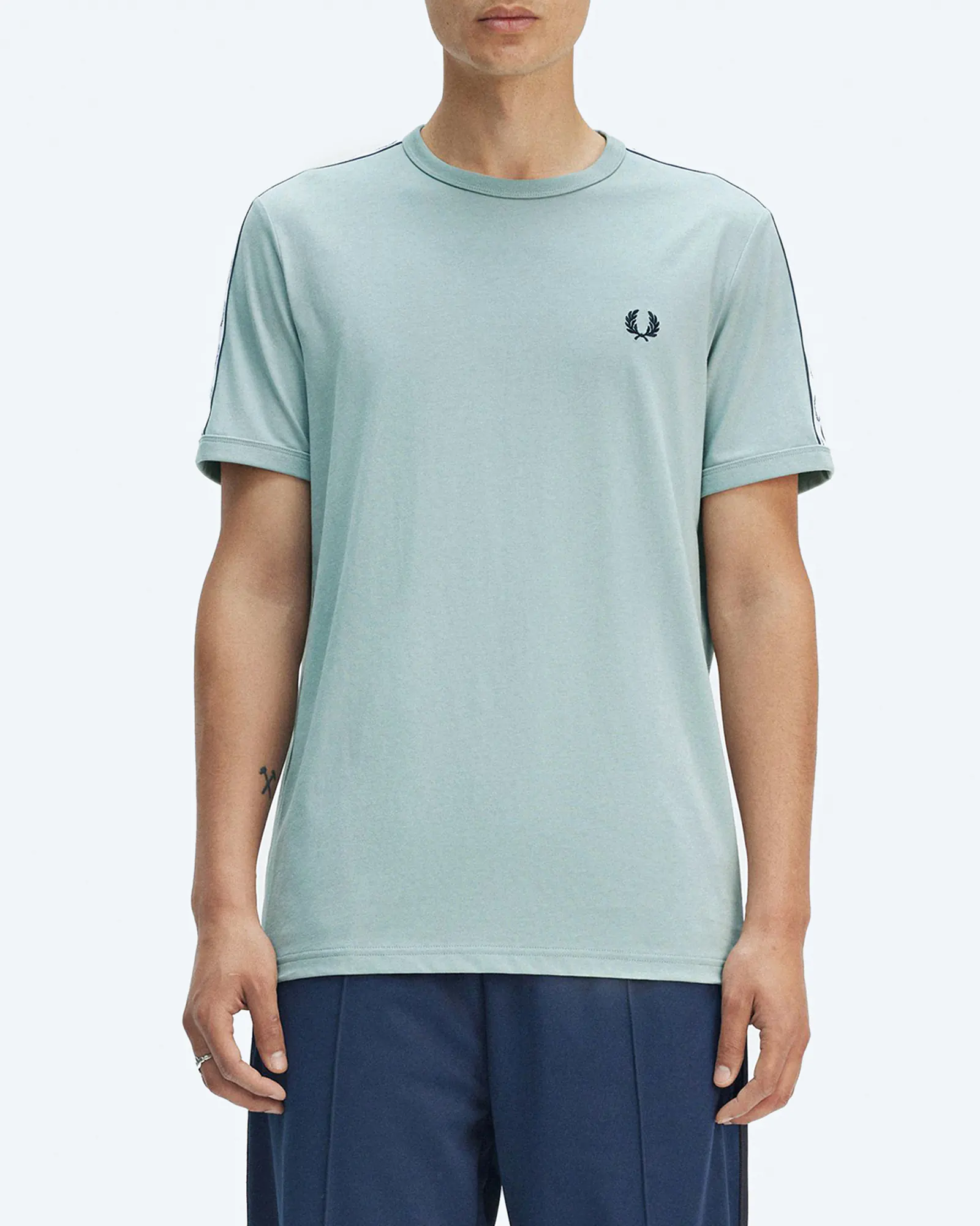 Fred Perry Taped Ringer T-Shirt Silver Blue Fred Perry Taped Ringer T-Shirt Silver Blue