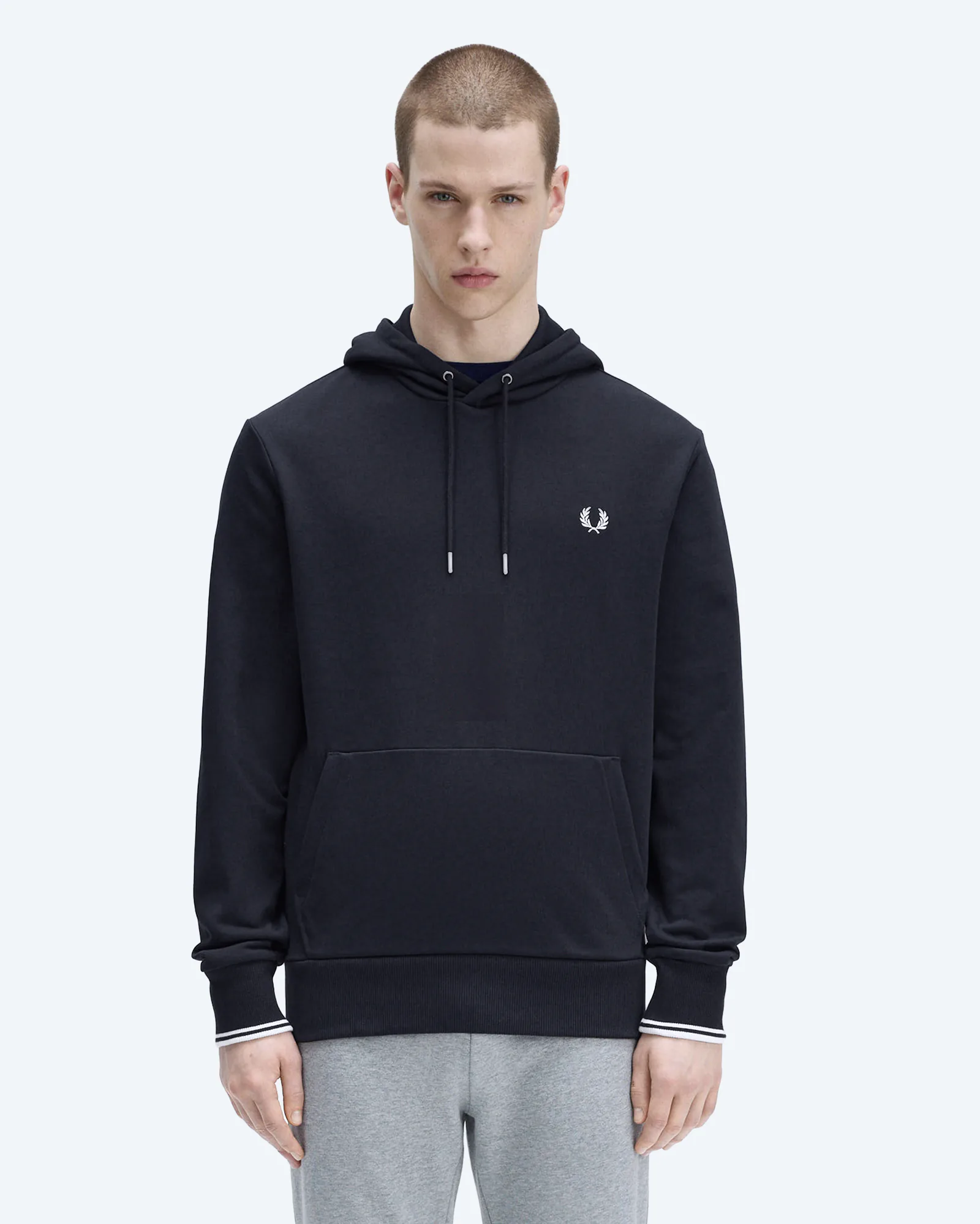 Fred Perry Tipped Hooded Sweatshirt Navy/White