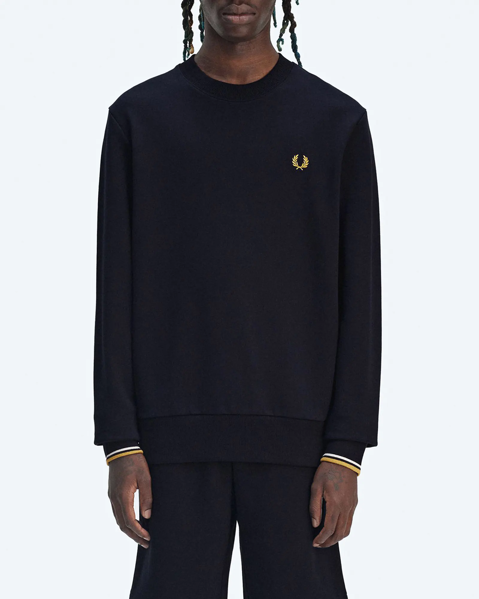 Fred Perry Crew Neck Sweatshirt Navy/Ecru/Honeycomb