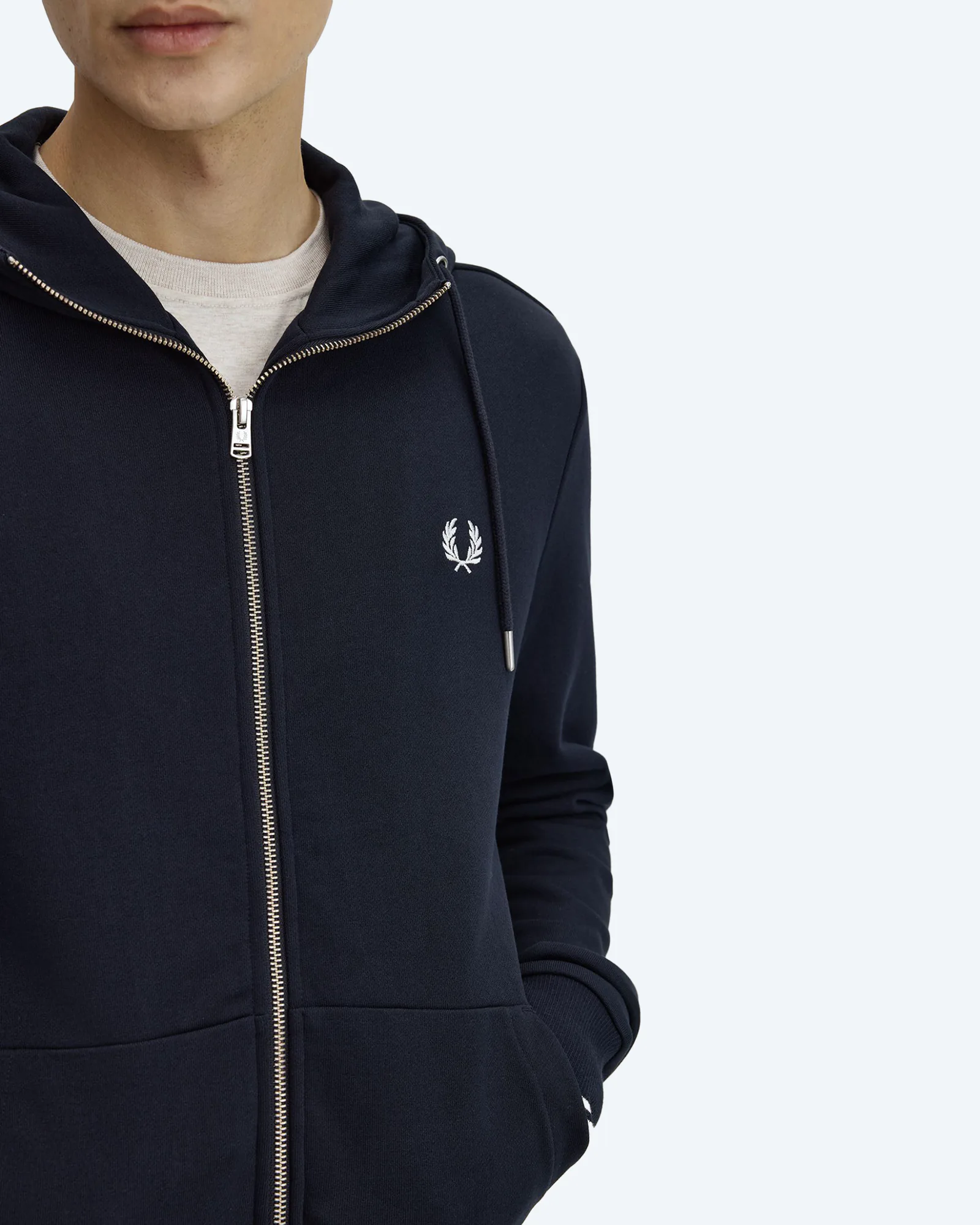 Fred Perry Hooded Zip Through Sweatshirt Navy