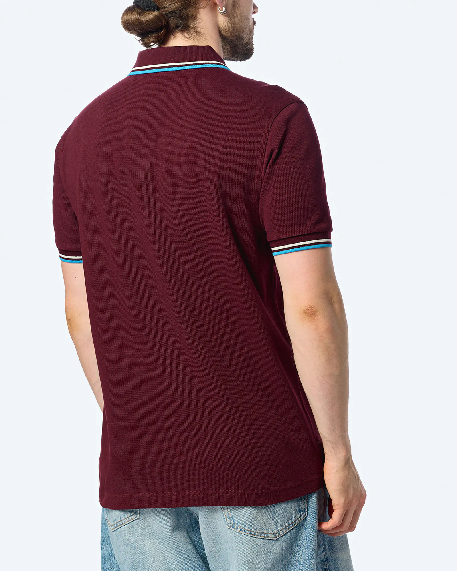 Fred Perry Twin Tipped Polo Shirt Oxblood/Ecru/Court Blue