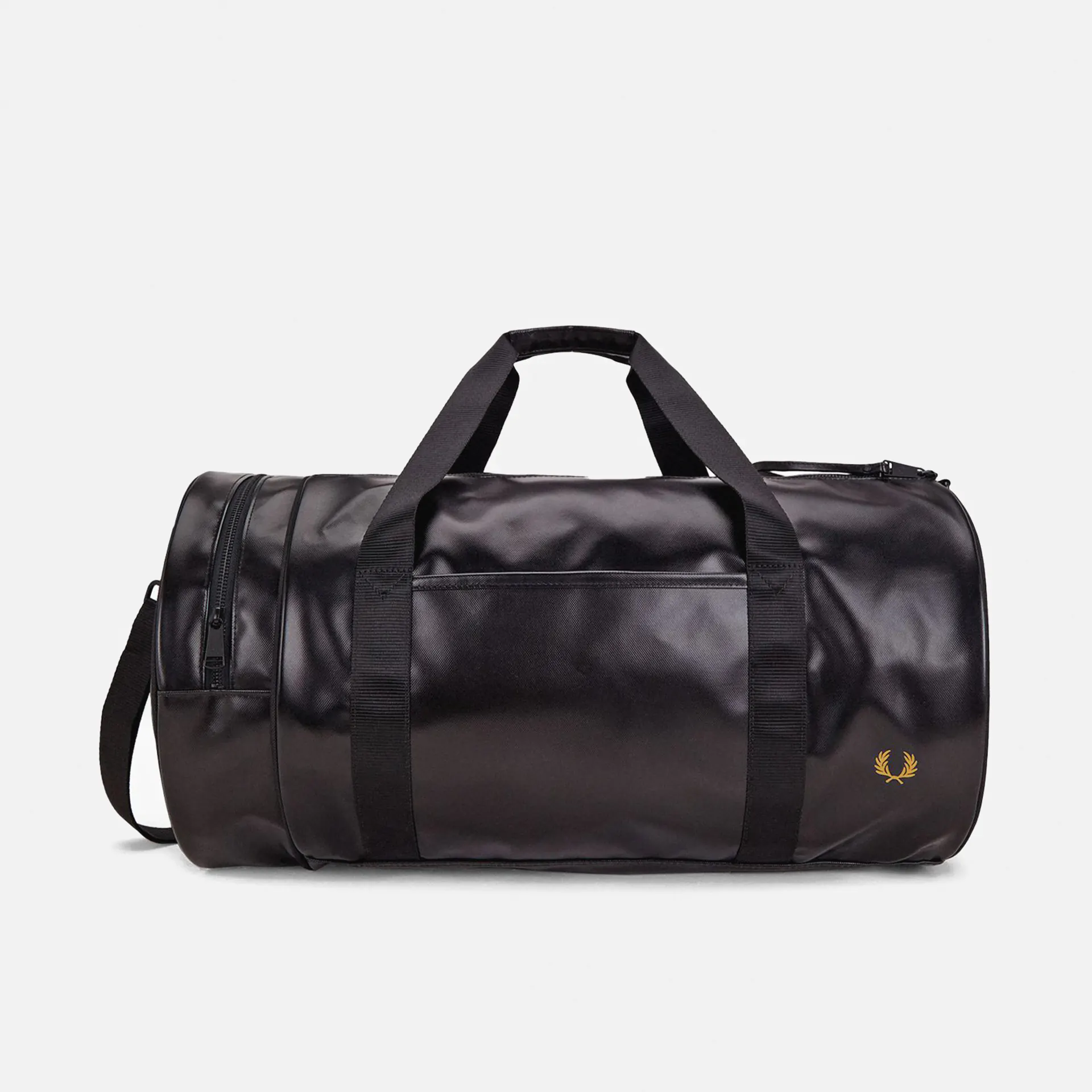 Fred Perry Tonal Large Barrel Bag Black/Gold Fred Perry Tonal Large Barrel Bag Black/Gold