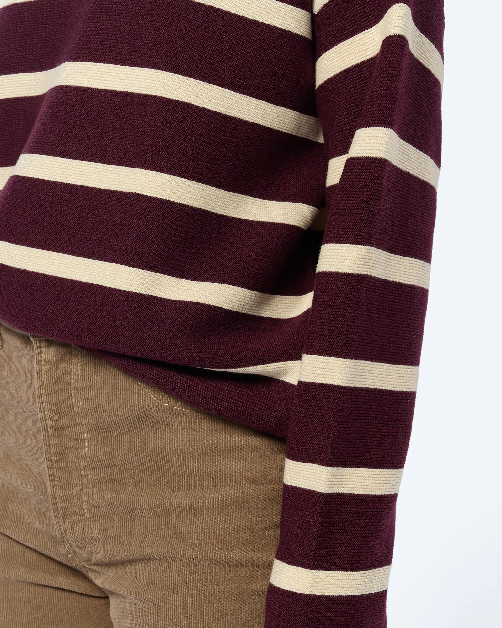 ARMEDANGELS MERINAA STRIPES Pullover Dark Cranberry/Oatmilk