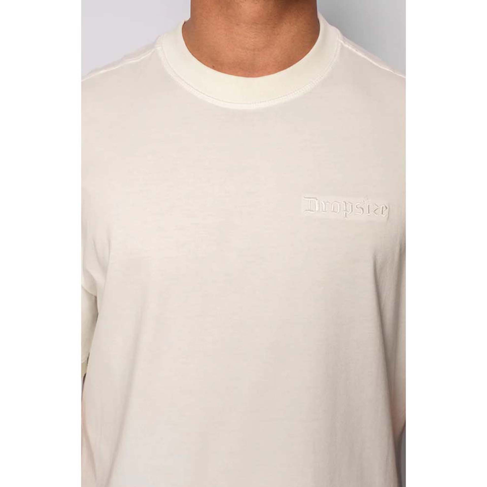 Dropsize Heavy Oversize Embo Rip T-Shirt Cream White