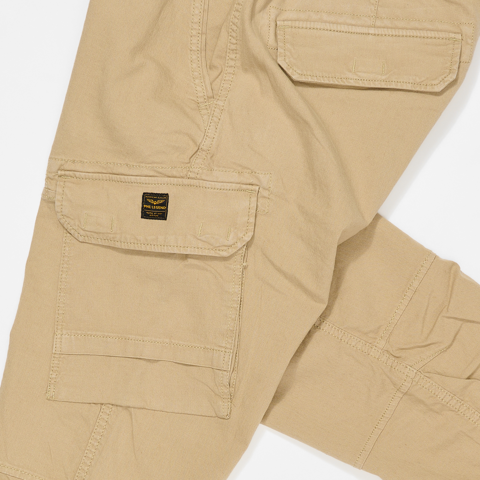 PME Legend Stretch Cotton Linen Cargo Pants Beige