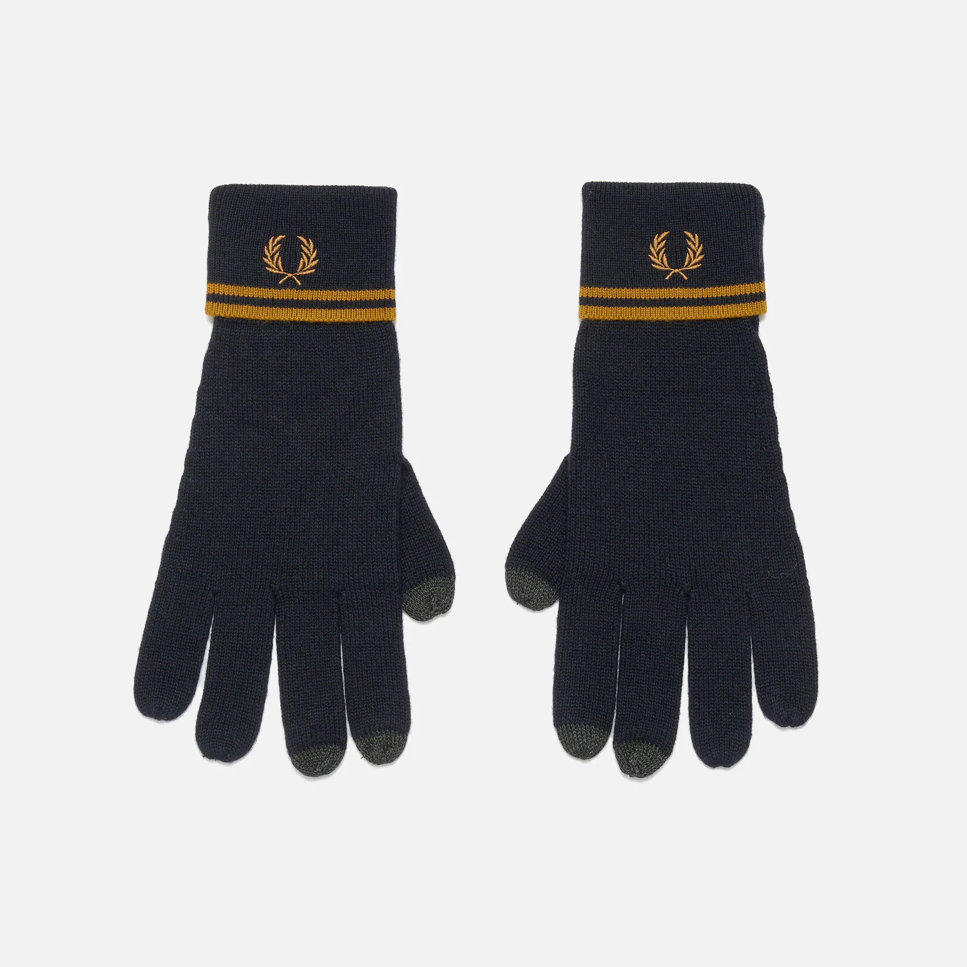 Fred Perry Twin Tipped Merino Wool Gloves Navy/Dark Caramel