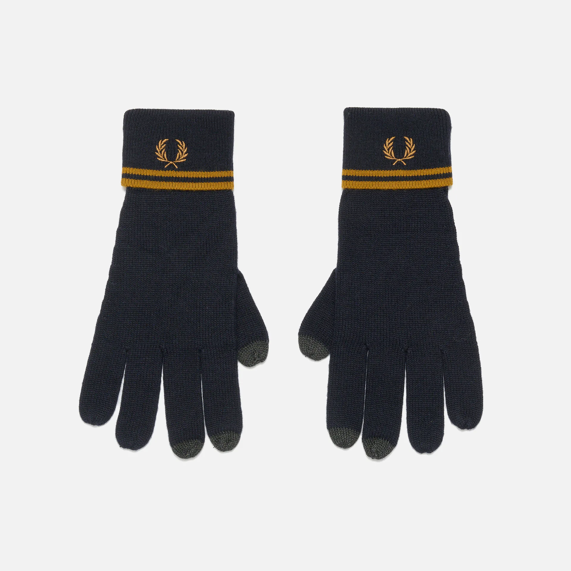 Fred Perry Gloves Caramel Navy/Dark Merino Twin Tipped Wool