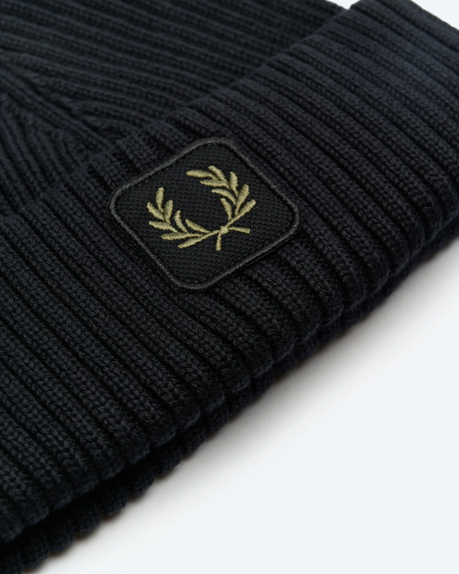 Fred Perry Cotton Ribbed Beanie Black