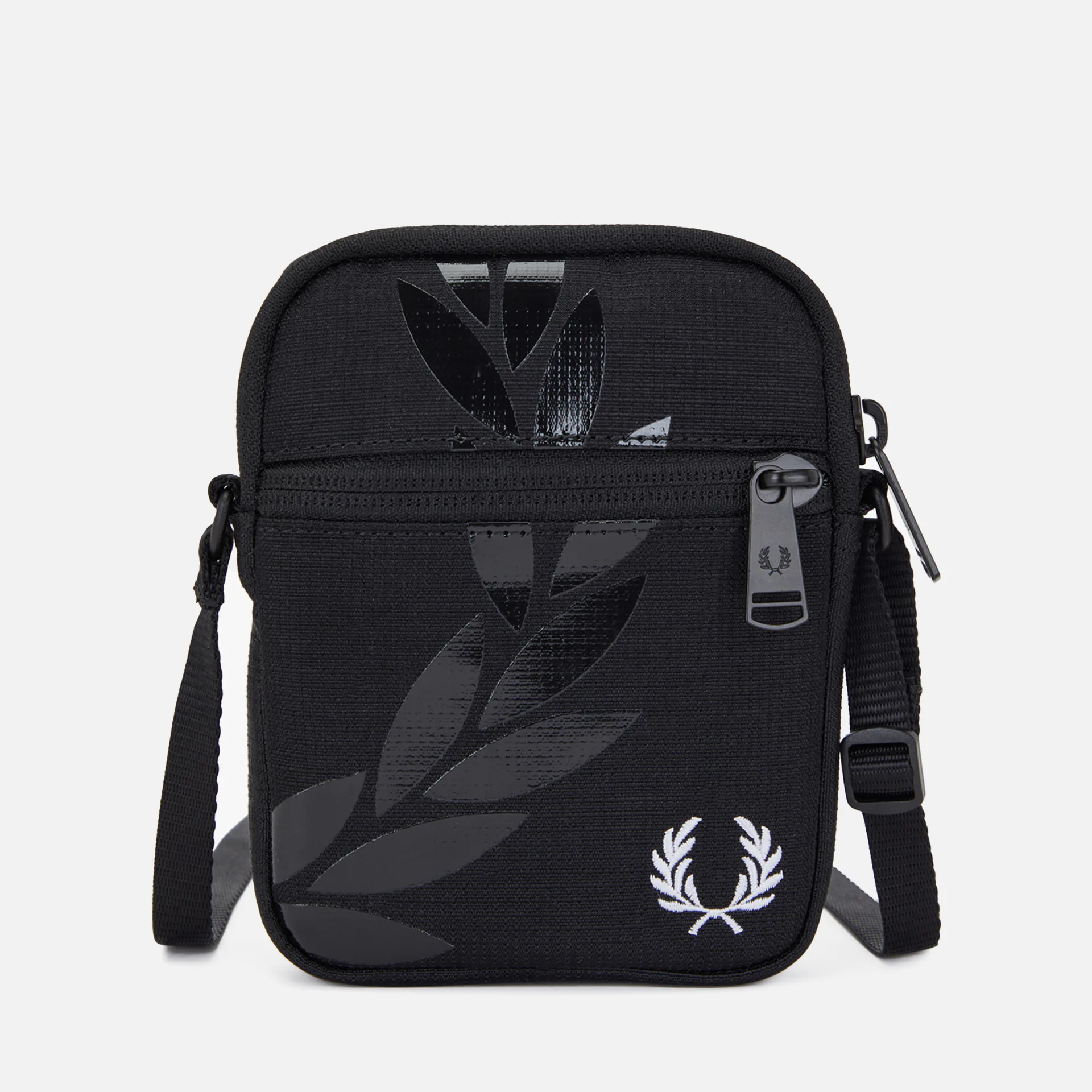 Fred Perry Printed Laurel Wreath Ripstop Side Bag Black