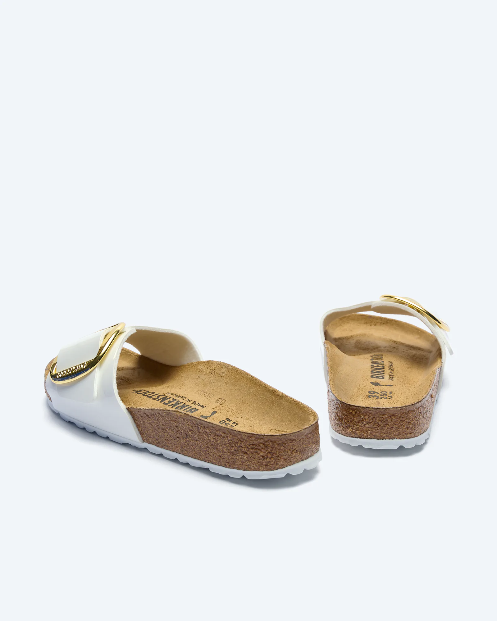 Birkenstock Madrid Big Buckle Birko-Flor Sandals Patent White