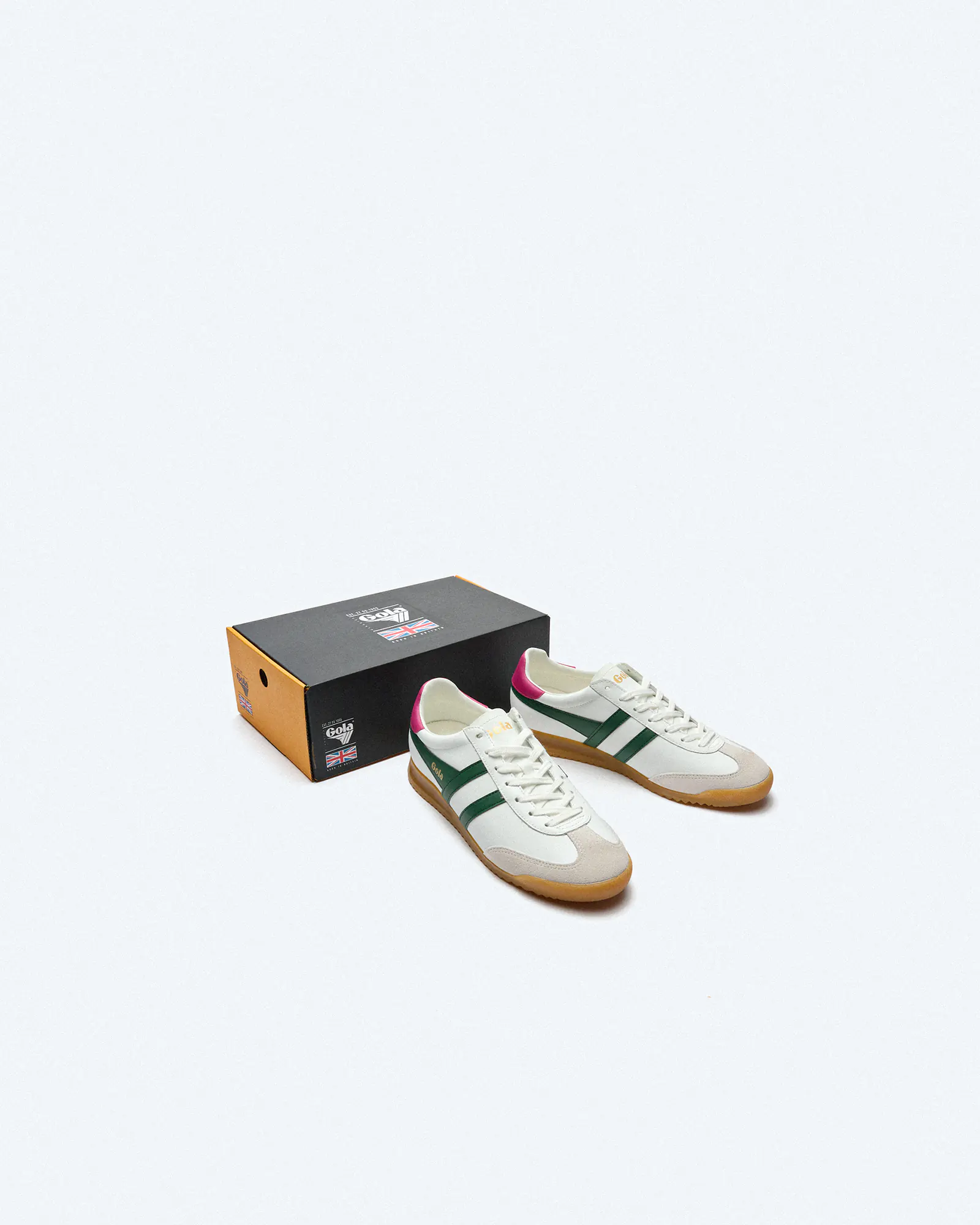 Gola Torpedo Leather Sneaker White/Evergreen/Fuchsia Gola Torpedo Leather Sneaker White/Evergreen/Fuchsia