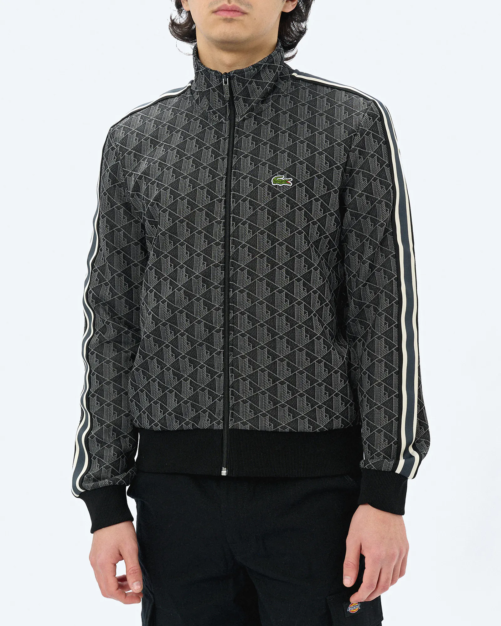 Lacoste Paris Monogram Jacquard Track Jacket Black/Graphite Lacoste Paris Monogram Jacquard Track Jacket Black/Graphite