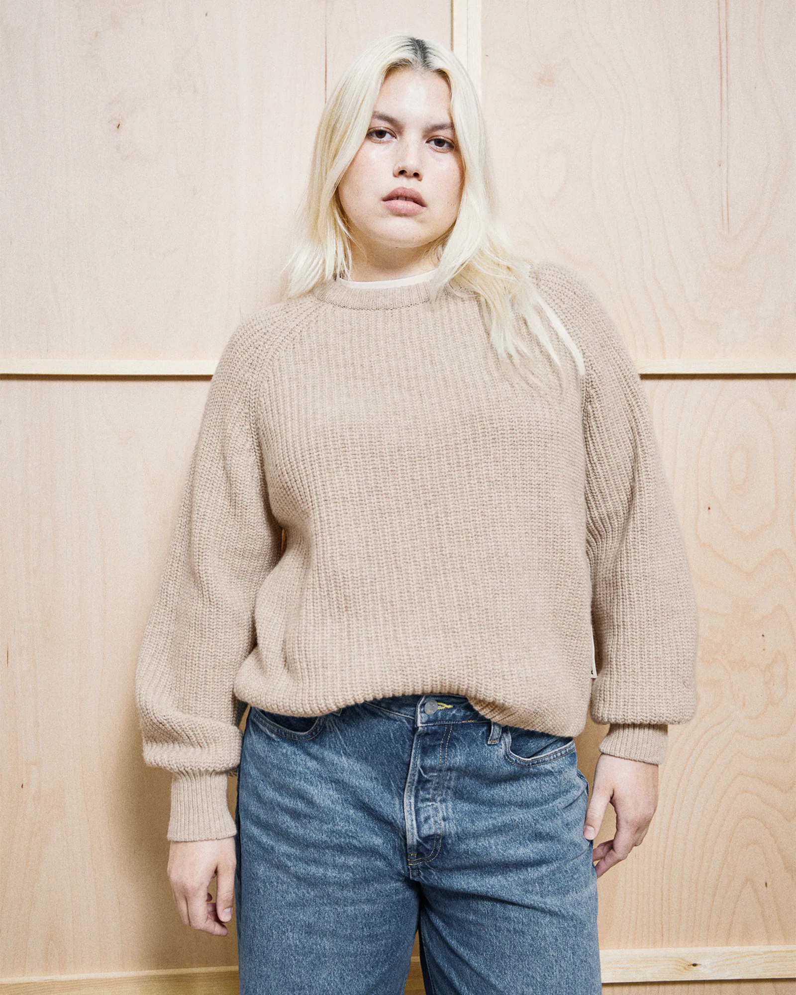 RIB KNIT SWEATER Honey Melange