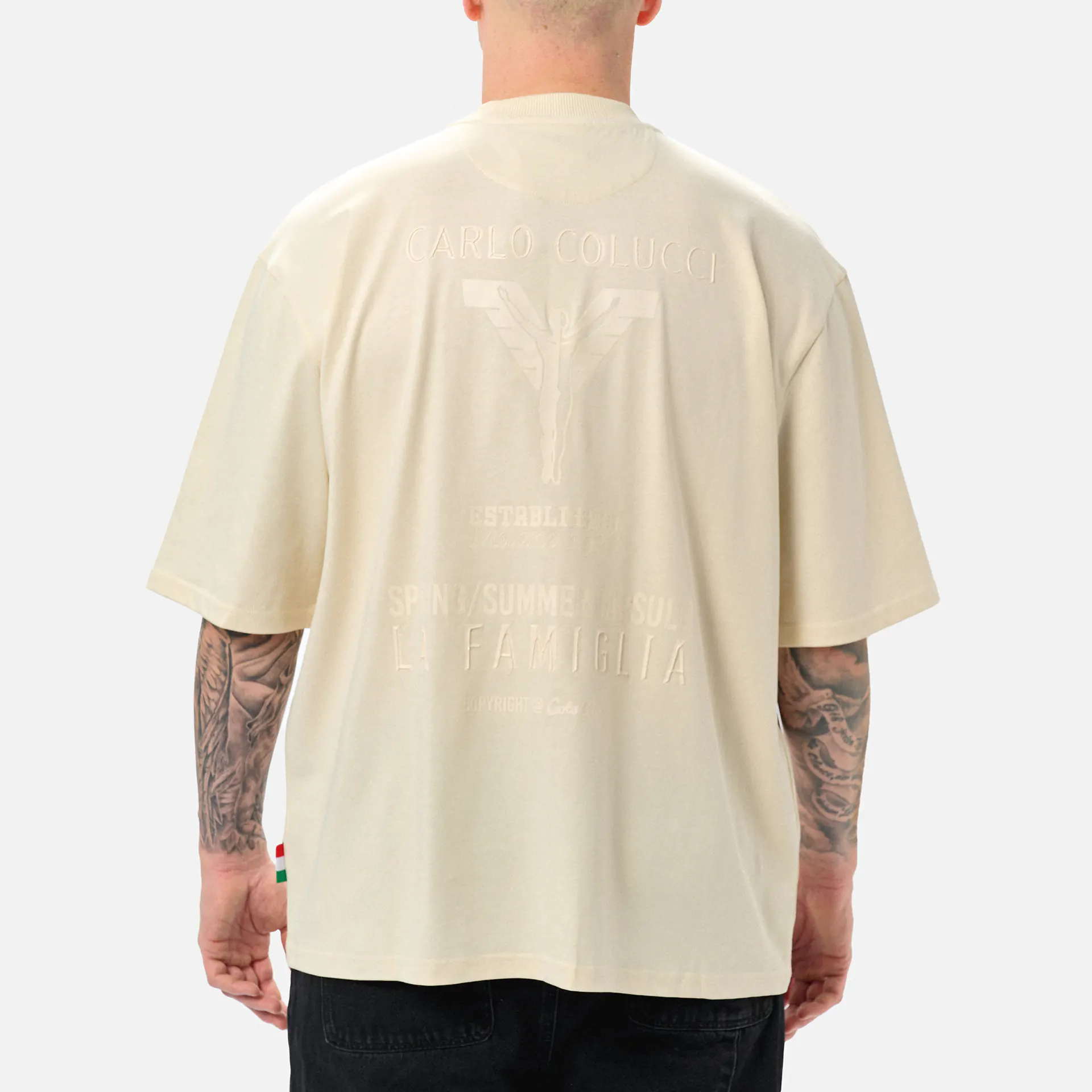 Carlo Colucci La Famiglia Oversize T-Shirt Beige Carlo Colucci La Famiglia Oversize T-Shirt Beige