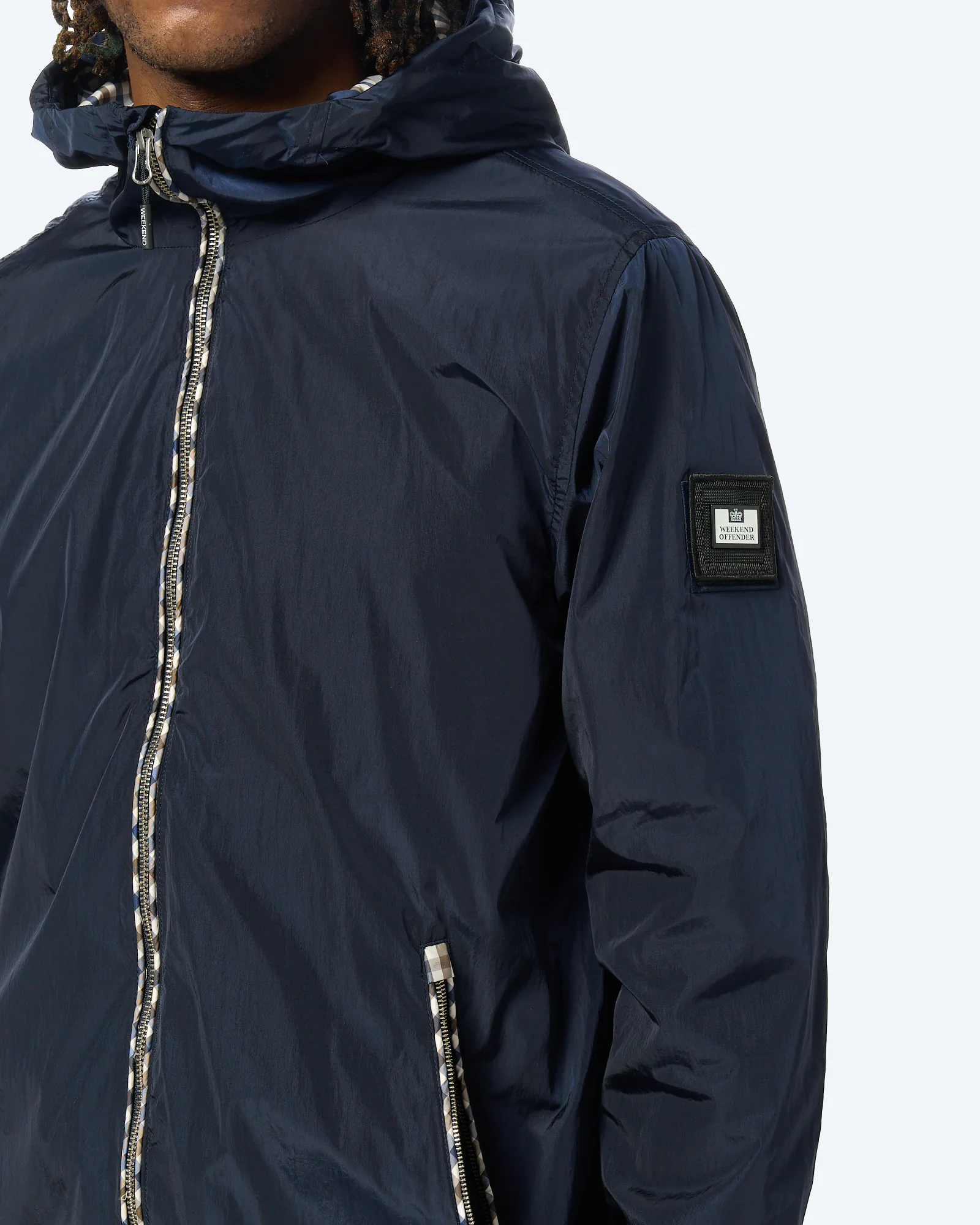 Weekend Offender Campania Check Statement Windbreaker Navy