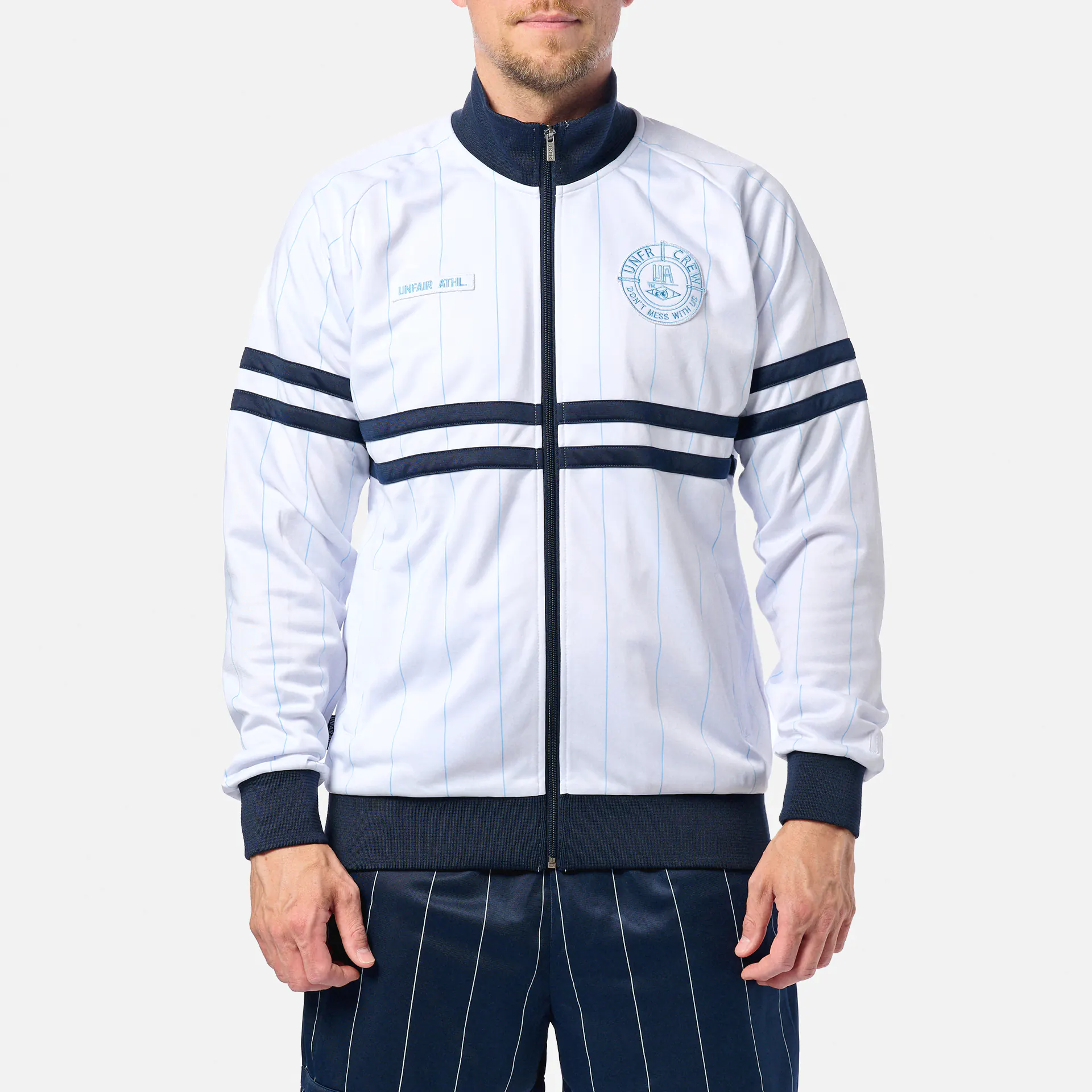 Unfair Athletics DMWU Tracktop Pinstripes White/Navy