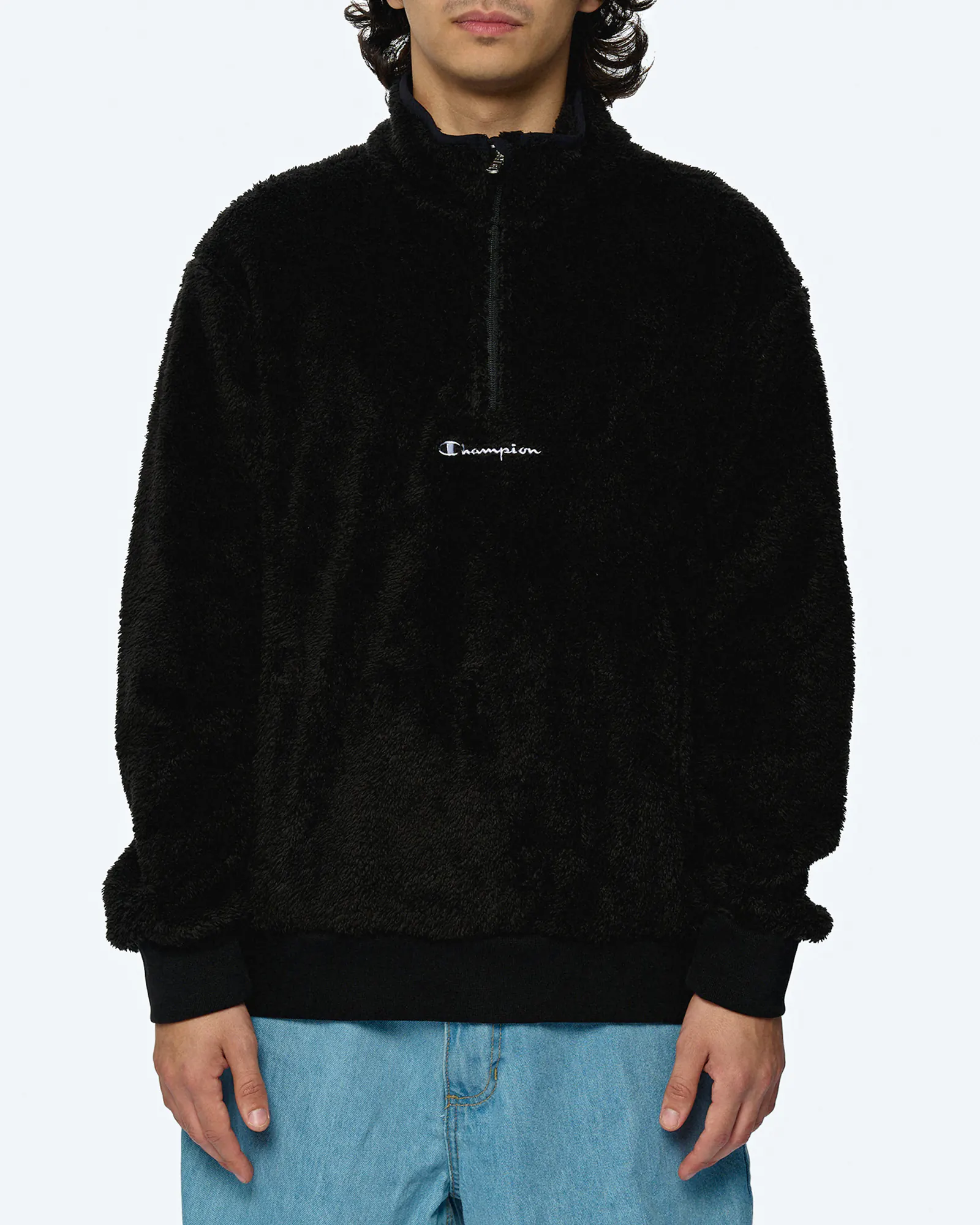 Champion Half Zip Fleece Sweatshirt Black Champion Half Zip Fleece Sweatshirt Black