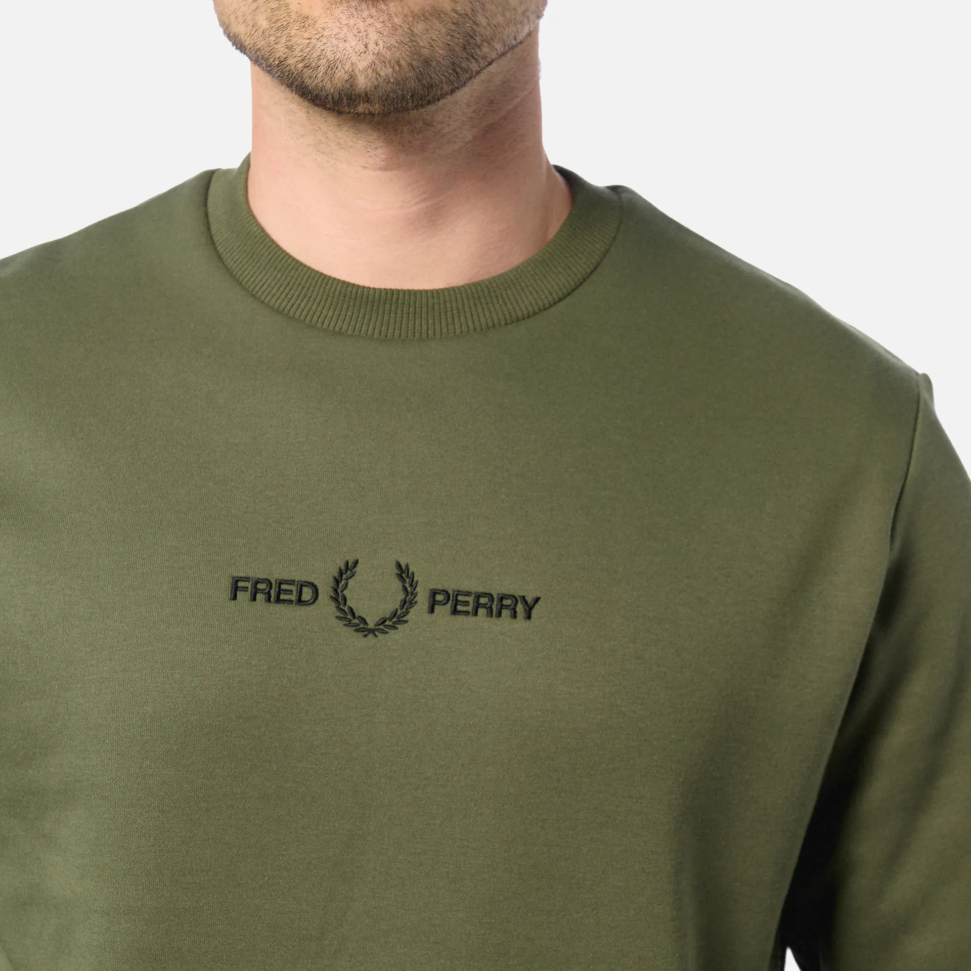 Fred Perry Embroidered Sweatshirt Laurel Wreath Green
