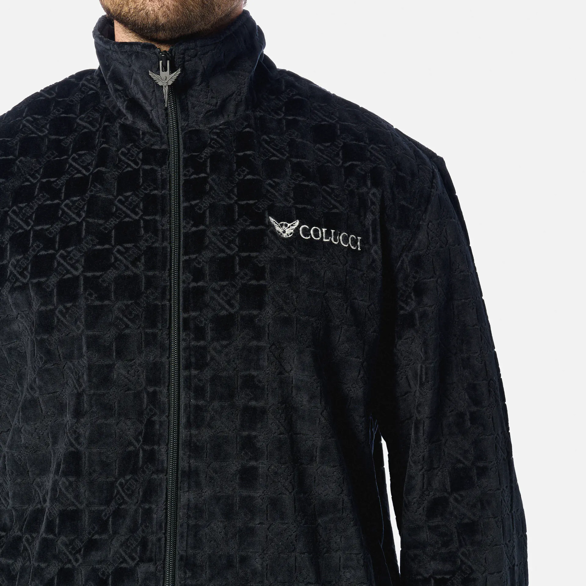 Colucci Monogramm Velours Track Jacket Black