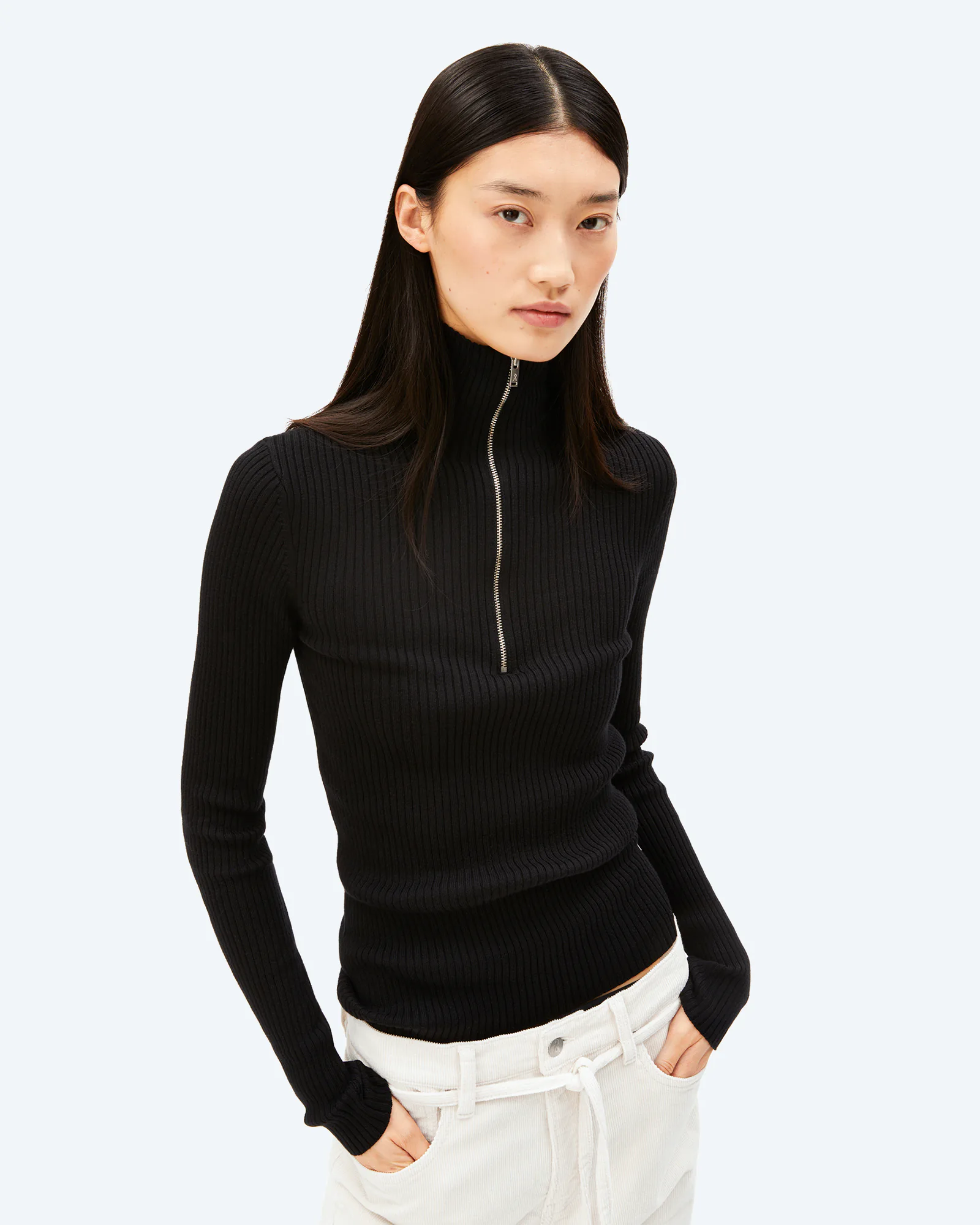 Cotton Knit Troyer Black