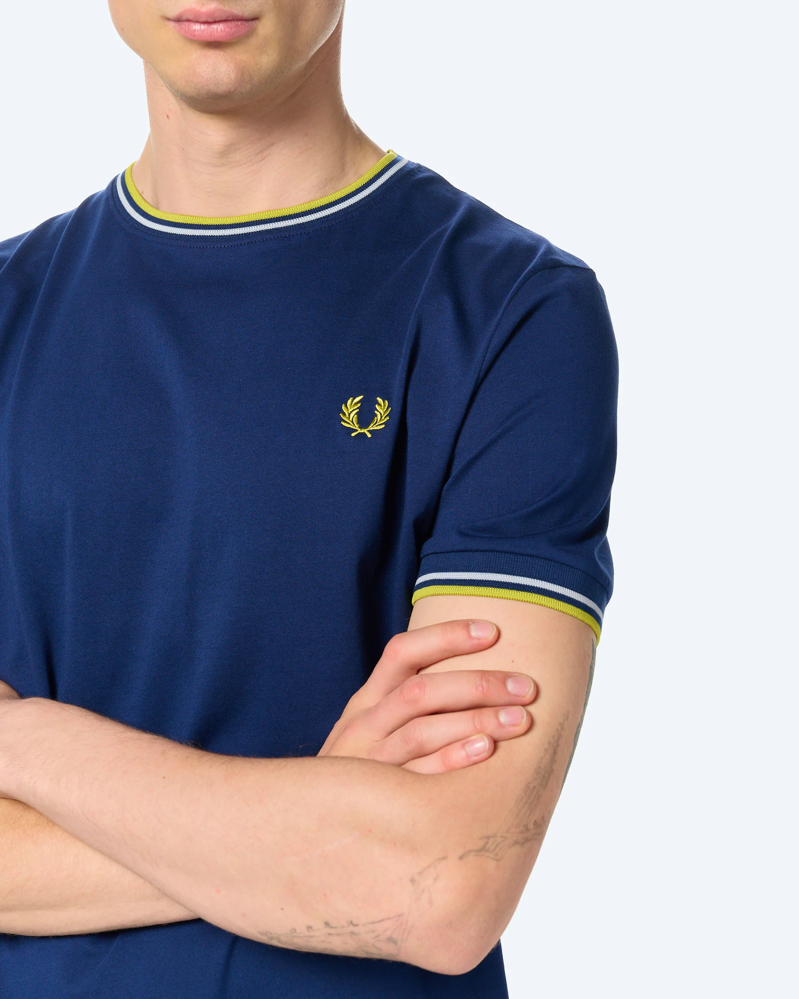 Fred Perry Twin Tipped T-Shirt French Navy/Dusky Blue/Citron
