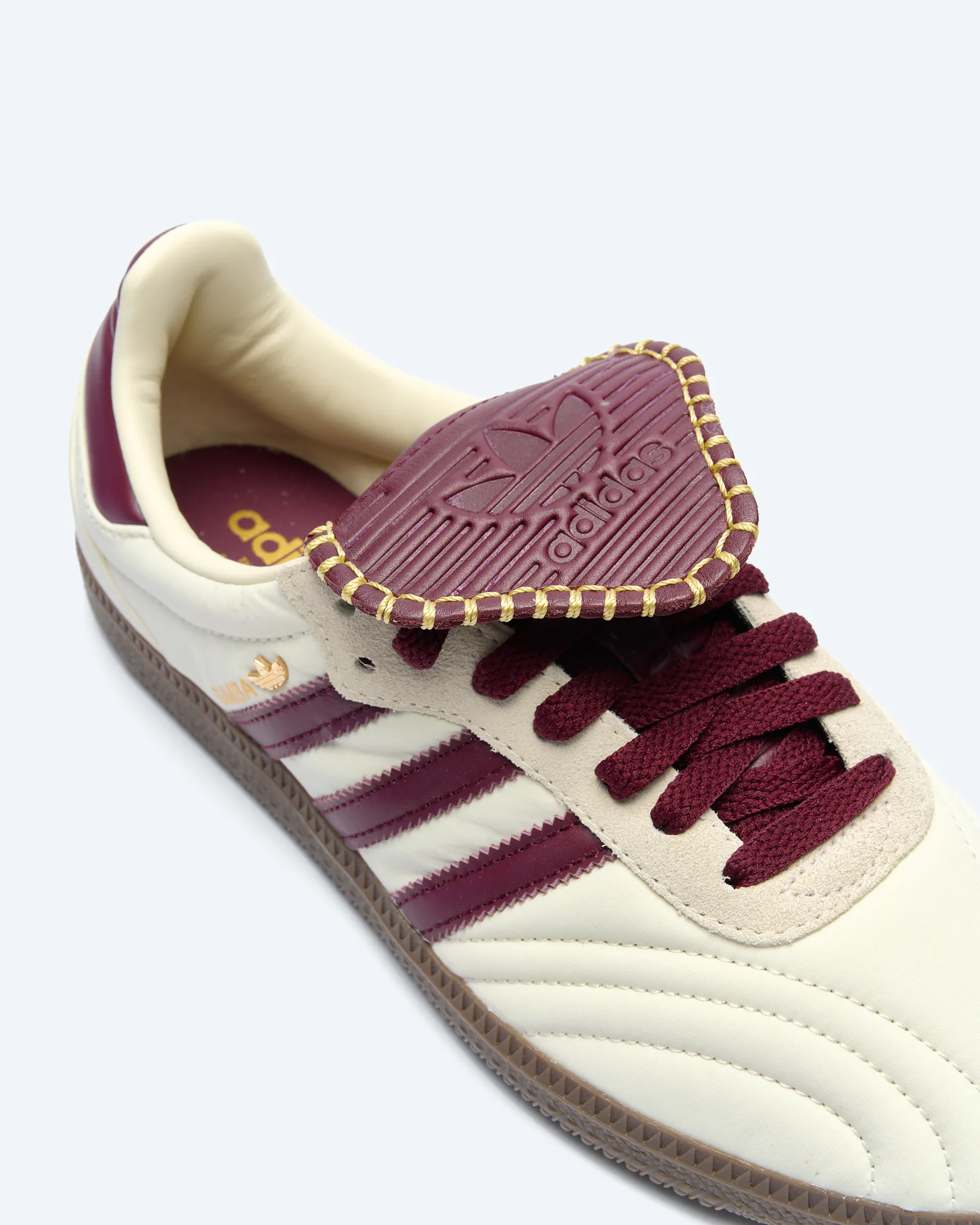 adidas Originals Samba Long Tongue Sneaker Cream White/Maroon/Gold Metallic