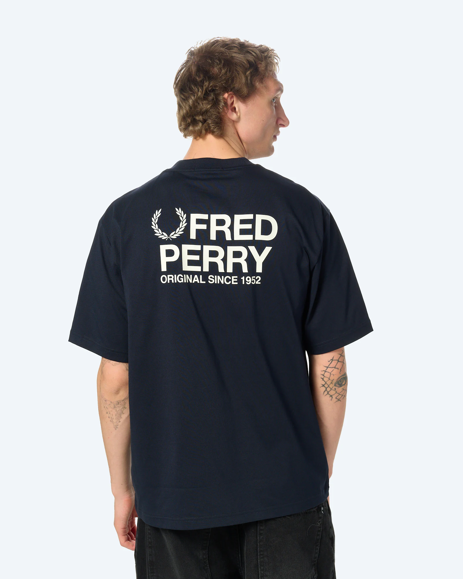 Fred Perry Backprint Fred Perry Text T-Shirt Navy