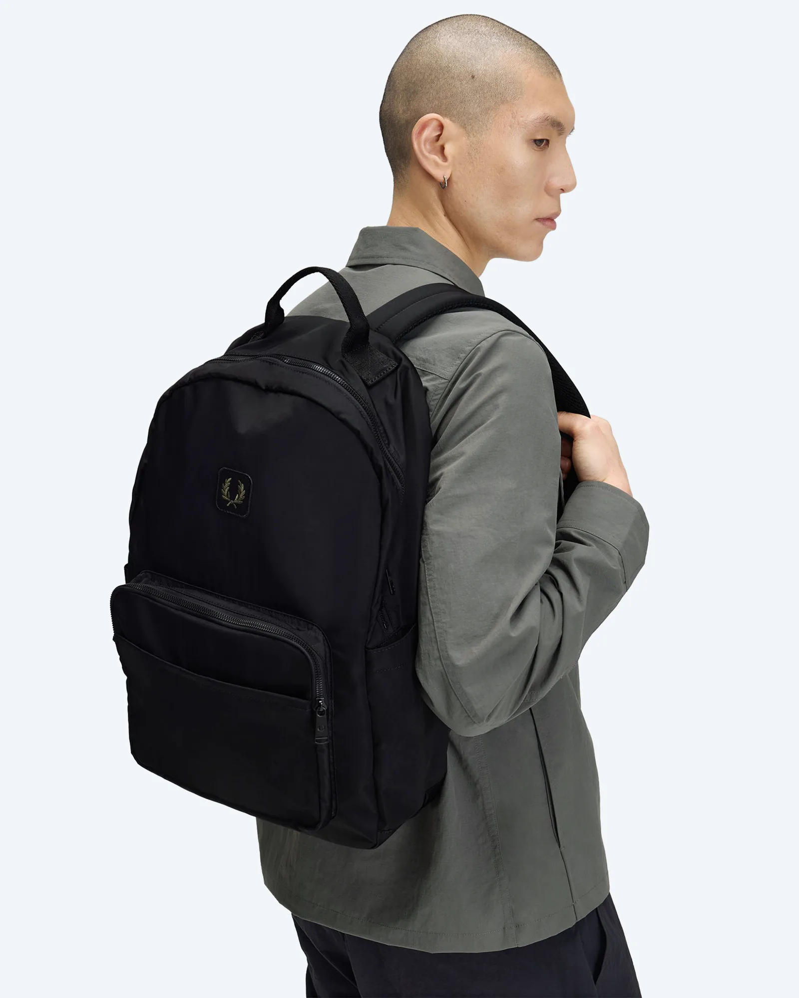 Crinkle Nylon Backpack Black