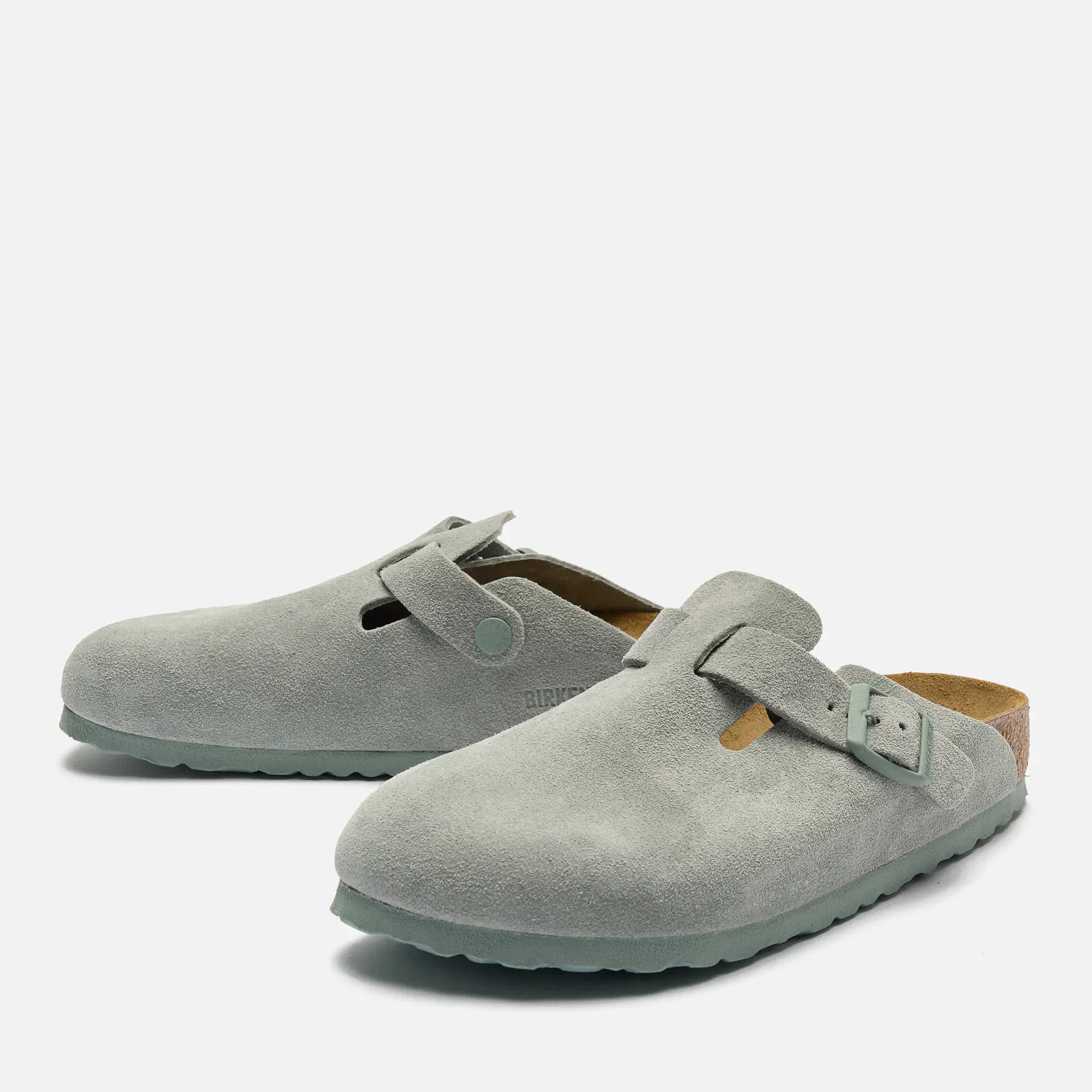 Birkenstock Boston Suede Leather Regular Sandals Pure Sage