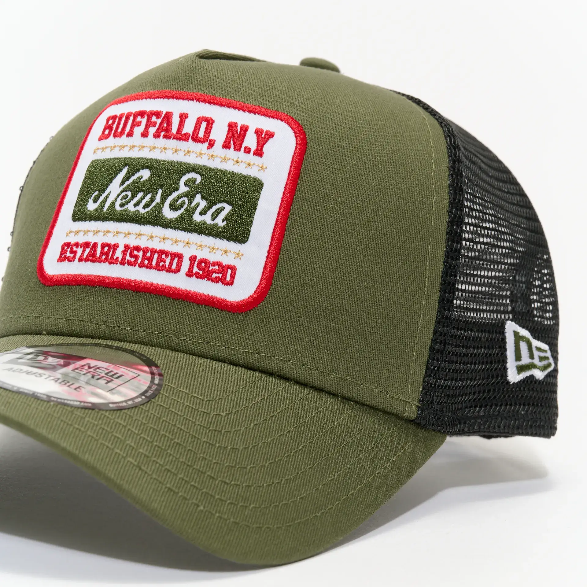 New Era State Patch 9Forty Trucker Cap New Olive/Scarlett