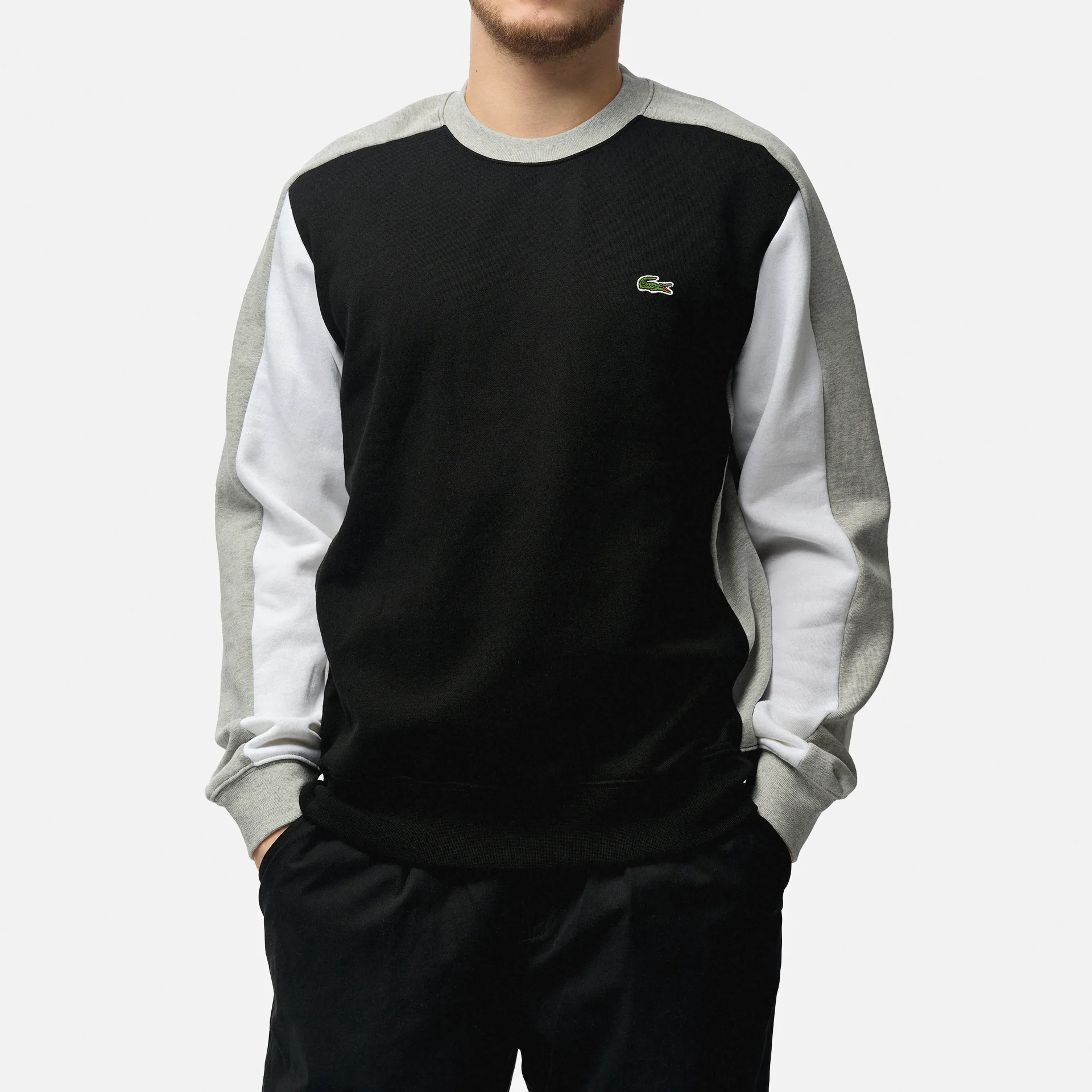 Lacoste Flannel Colorblock Pullover Black/Silver Chine/White