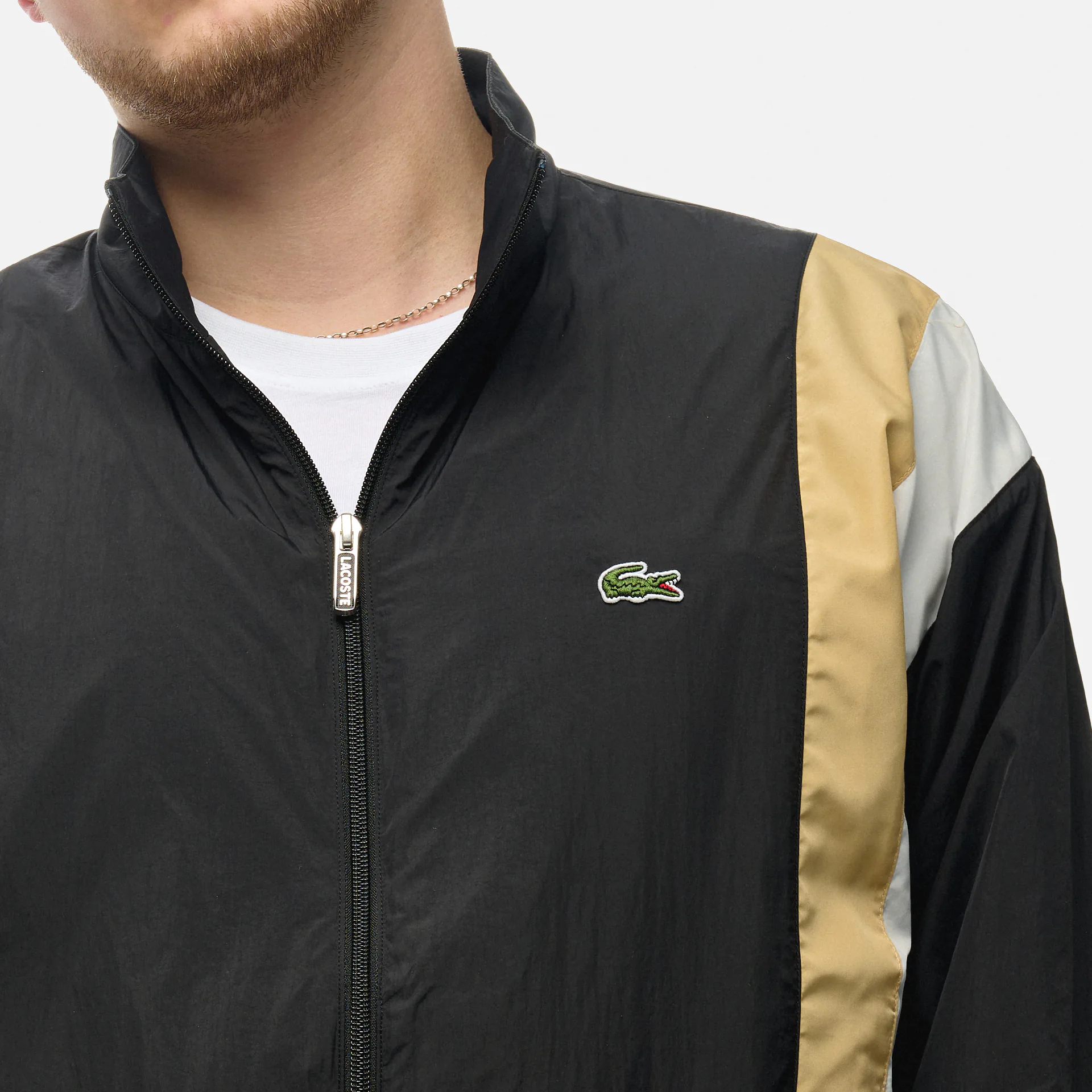 Lacoste Lightweight Showerproof Colorblock Track Jacket Noir/Croissant-Farine