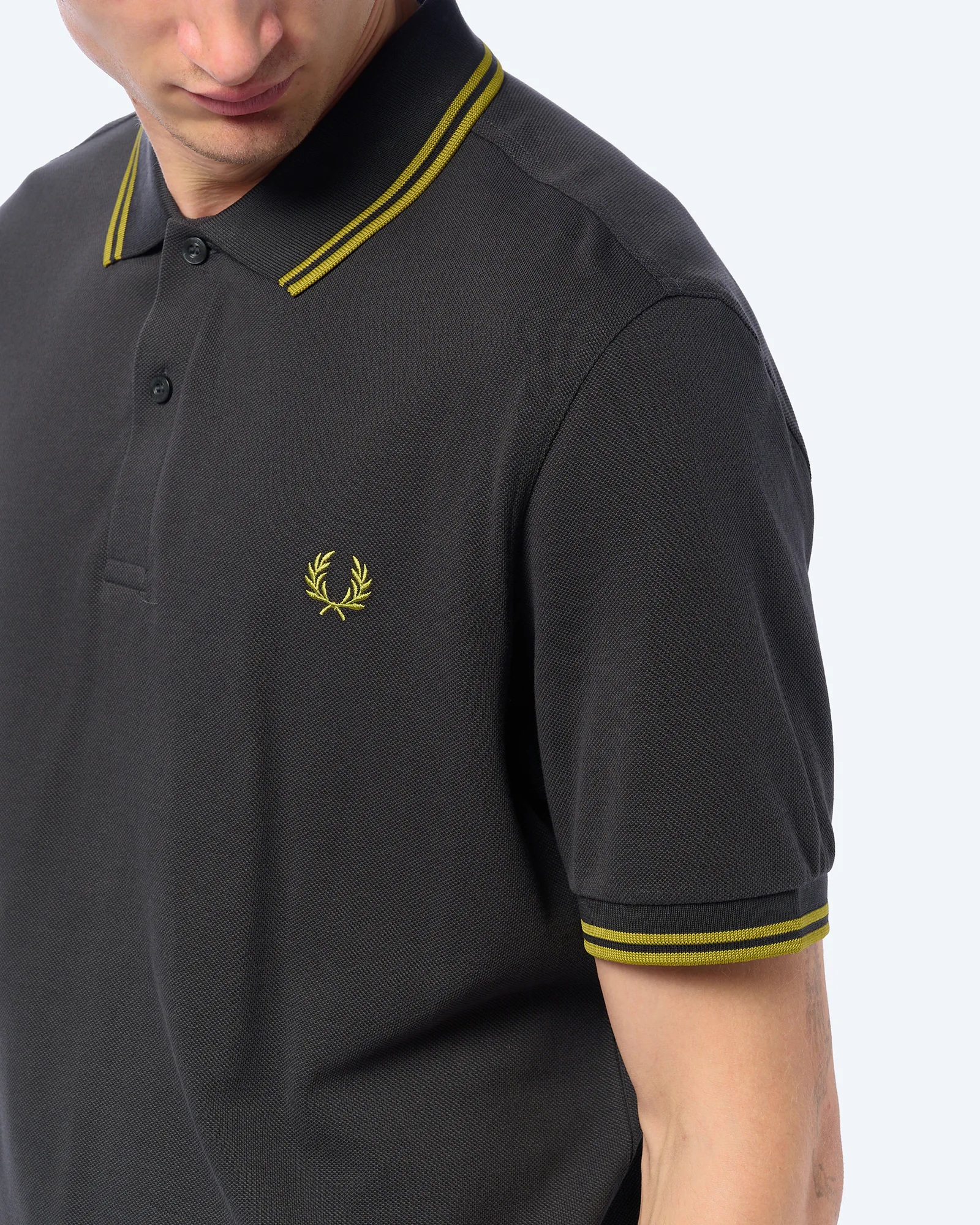 Fred Perry Twin Tipped Polo Shirt Anchor Grey / Tennis Ball Yellow / Tennis Ball Yellow Fred Perry Twin Tipped Polo Shirt Anchor Grey / Tennis Ball Yellow / Tennis Ball Yellow