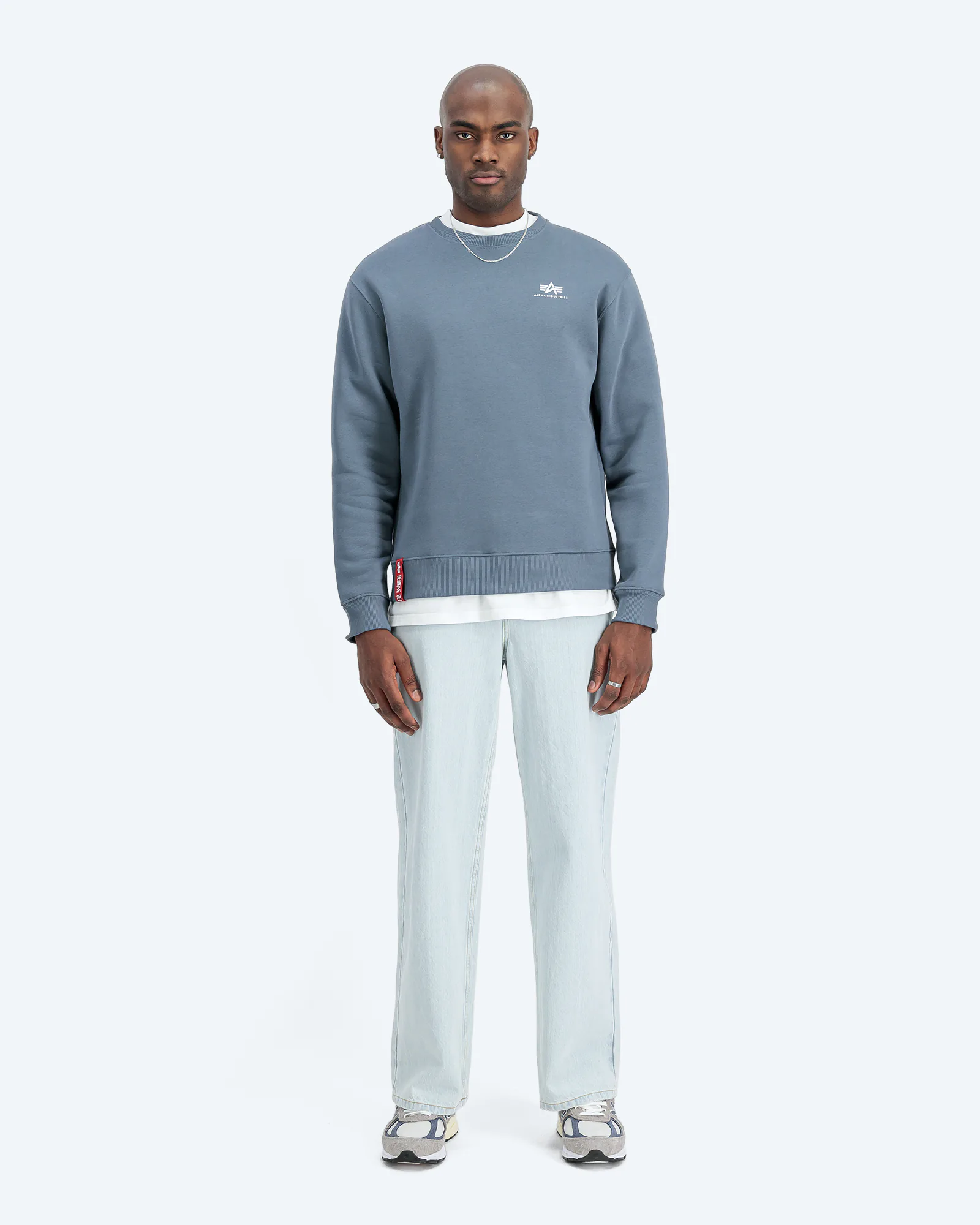 Basic Sweater Small Logo Denim Blue