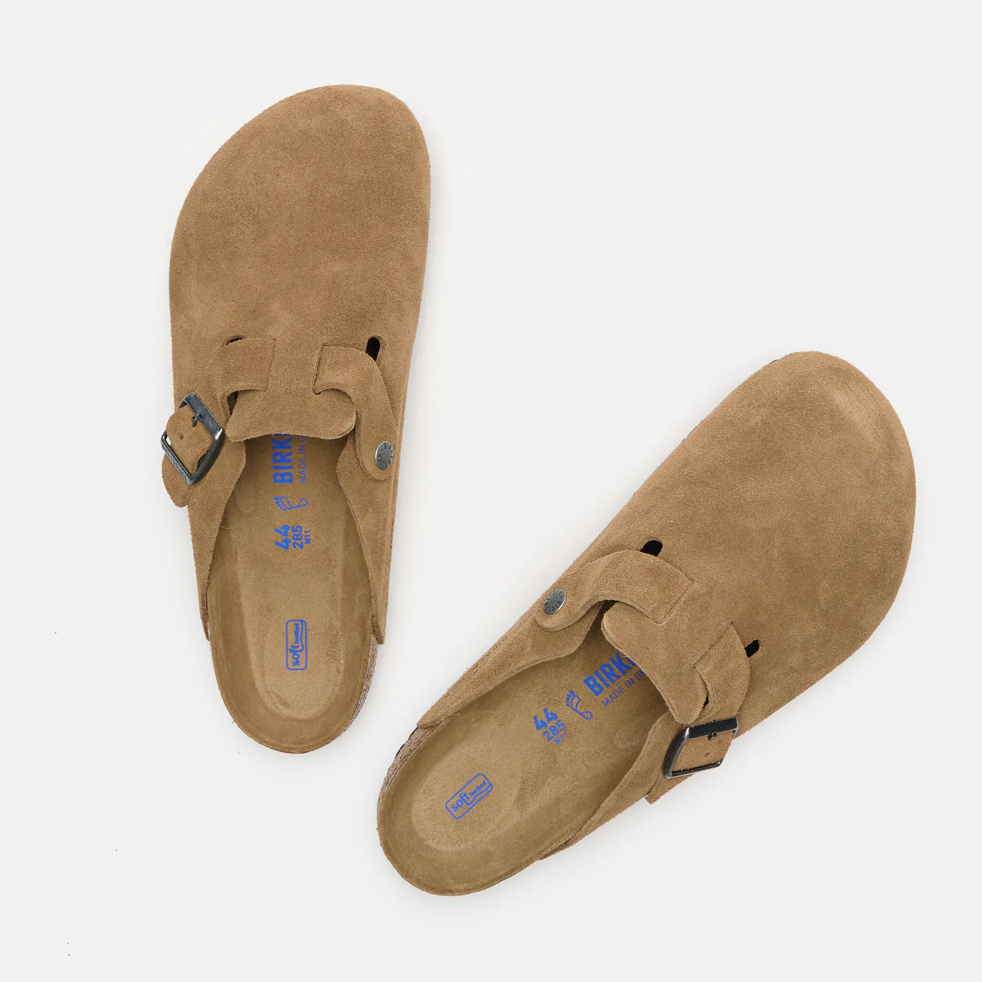 Birkenstock Boston Soft Footbed Suede Leather (Regular Fit) Sandals Dark Tea Tonal FB