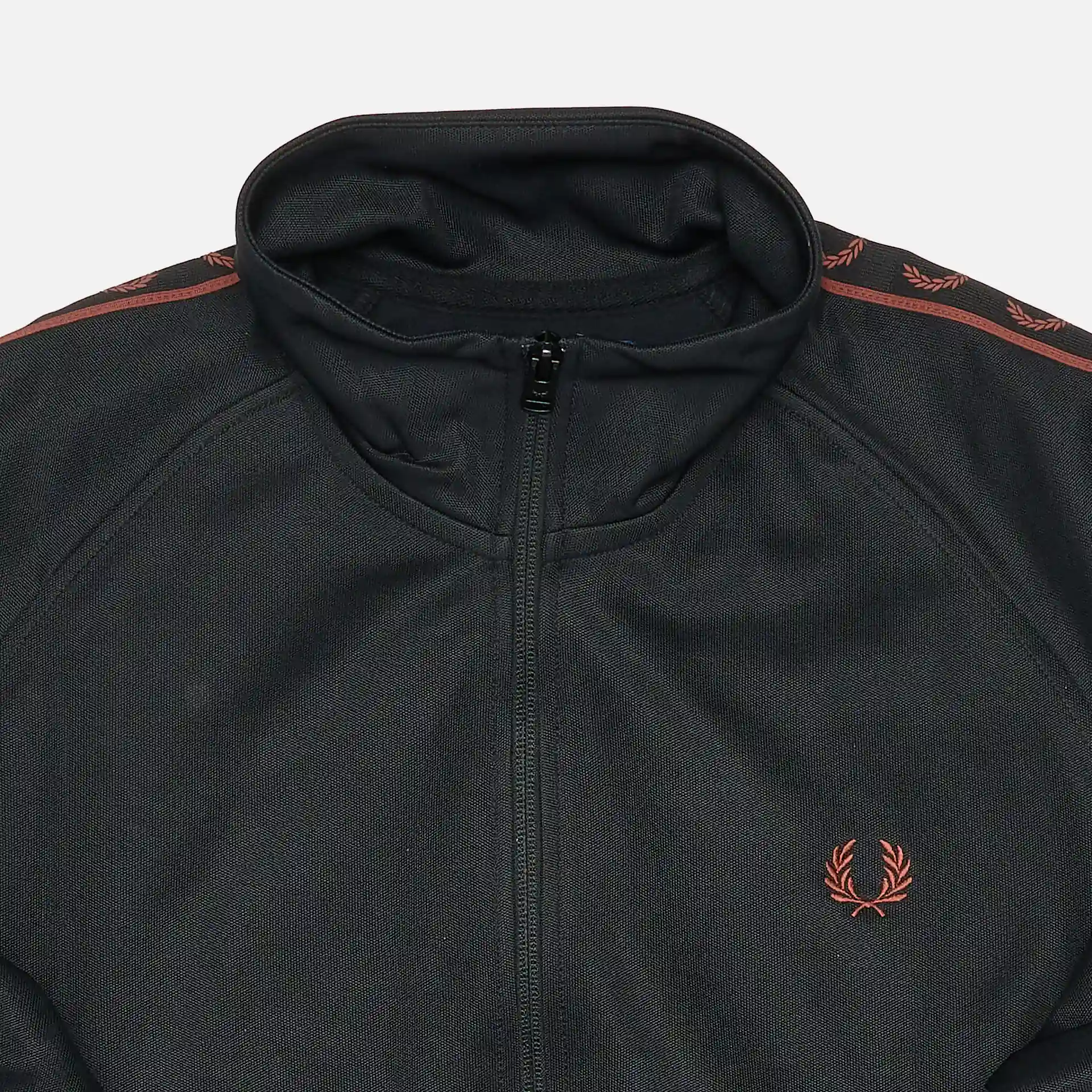 Fred Perry Contrast Taped Track Jacket Black/Whiskey Brown