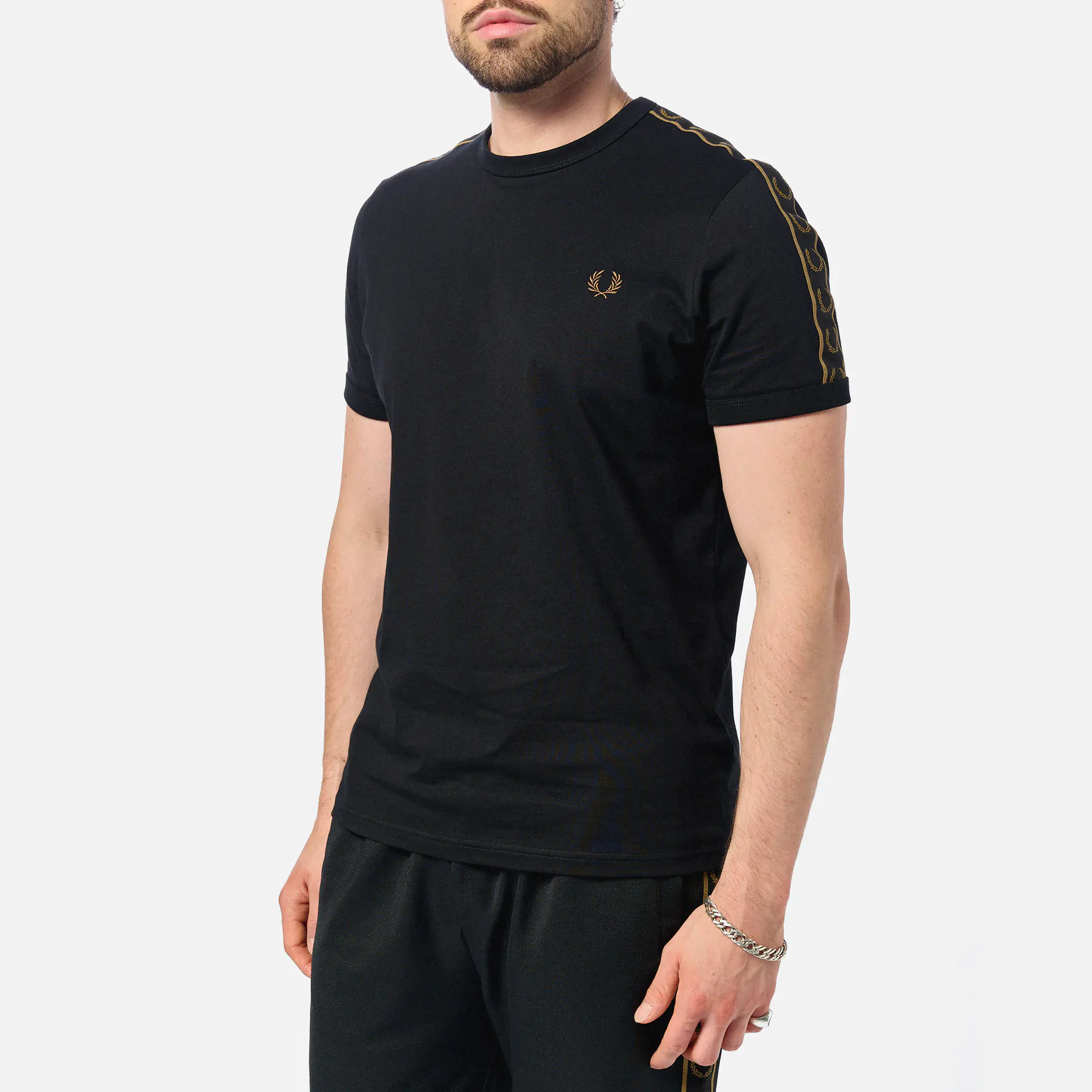 Fred Perry Contrast Tape Ringer T-Shirt Black/Shaded Stone